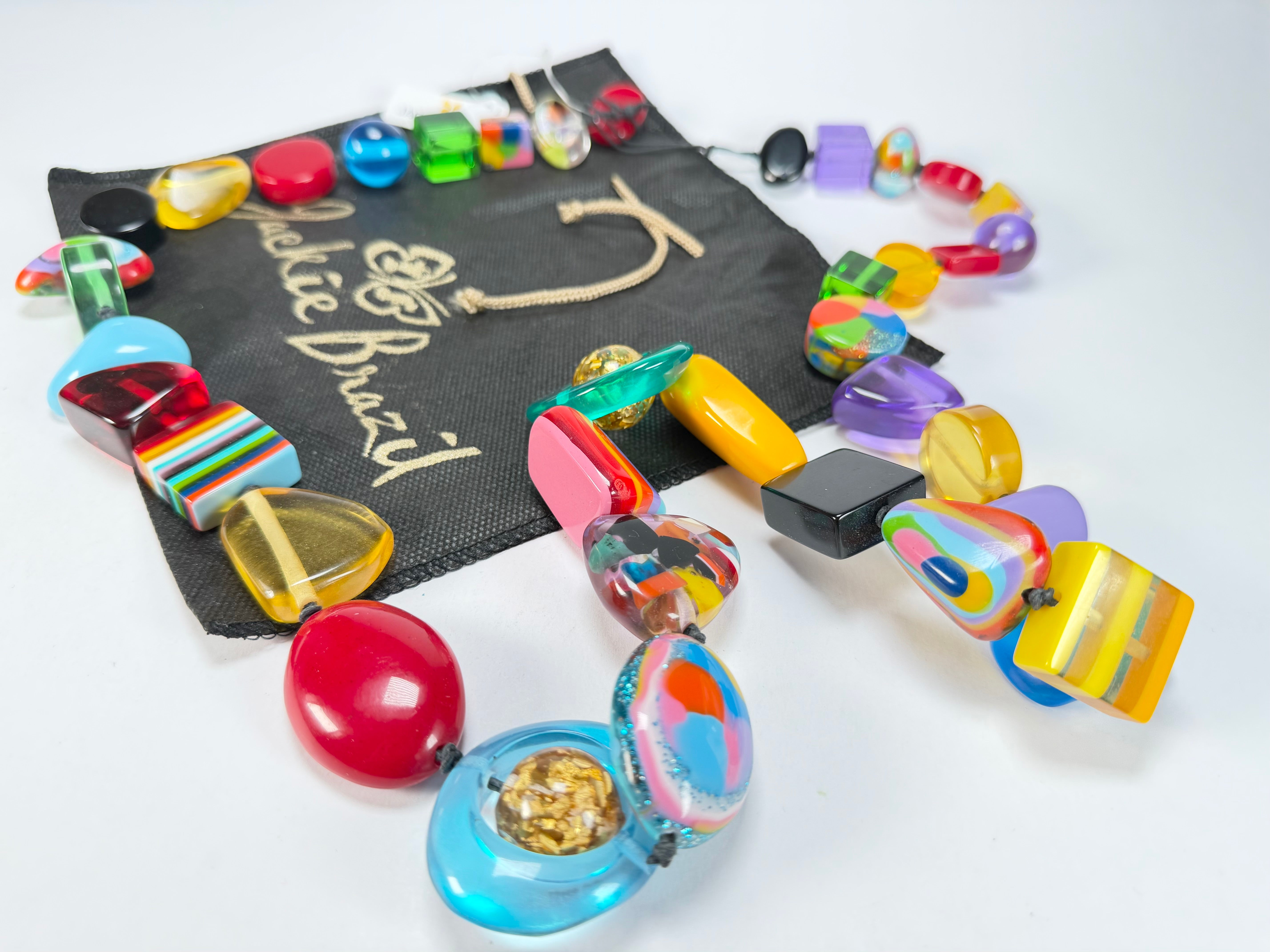 Jackie Brazil "Indiana" Mix Colours Multi-Bead Long Resin 110cm Necklace ( N0038 )