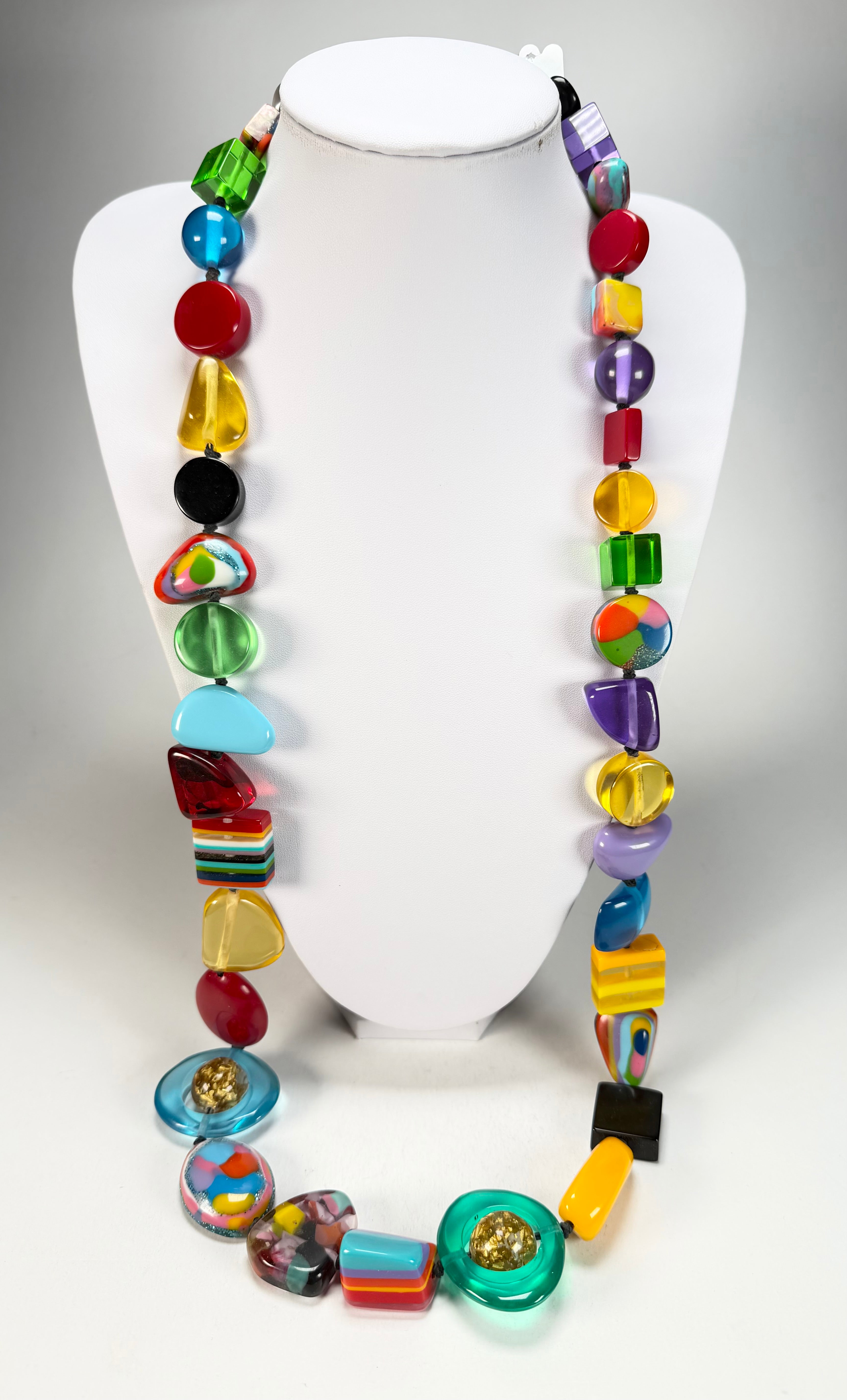 Jackie Brazil "Indiana" Mix Colours Multi-Bead Long Resin 110cm Necklace ( N0038 )