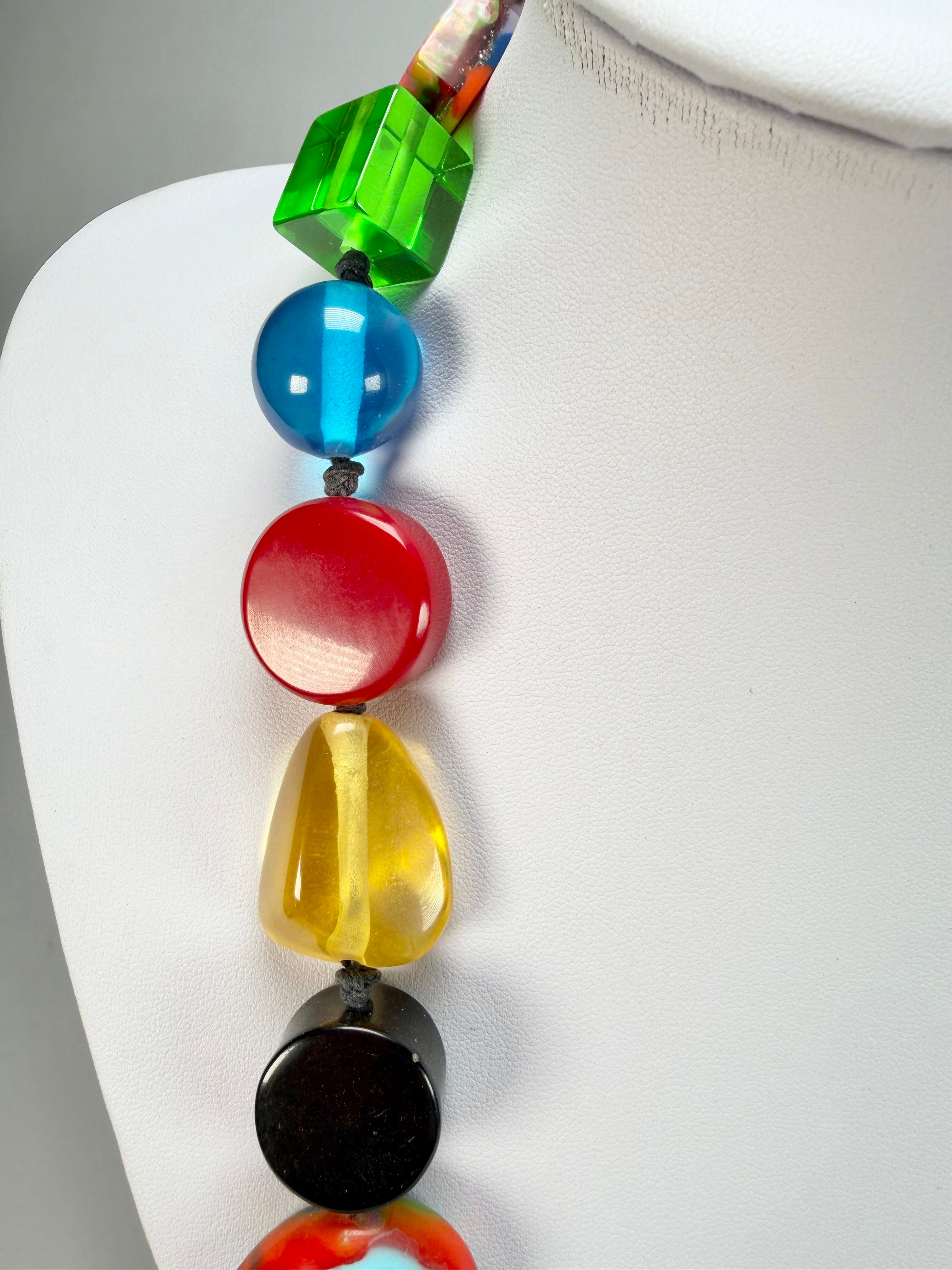 Jackie Brazil "Indiana" Mix Colours Multi-Bead Long Resin 110cm Necklace ( N0038 )