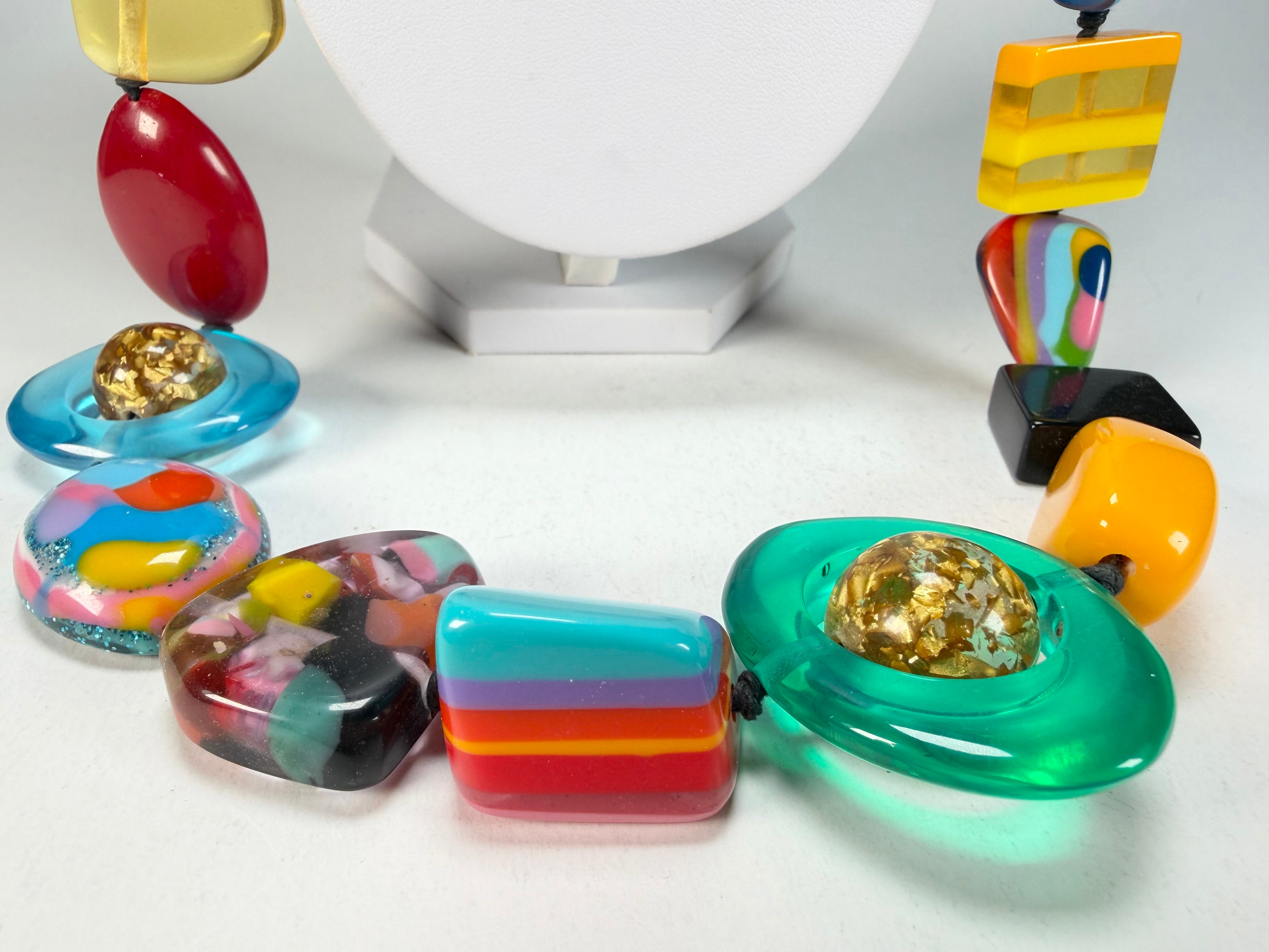Jackie Brazil "Indiana" Mix Colours Multi-Bead Long Resin 110cm Necklace ( N0038 )