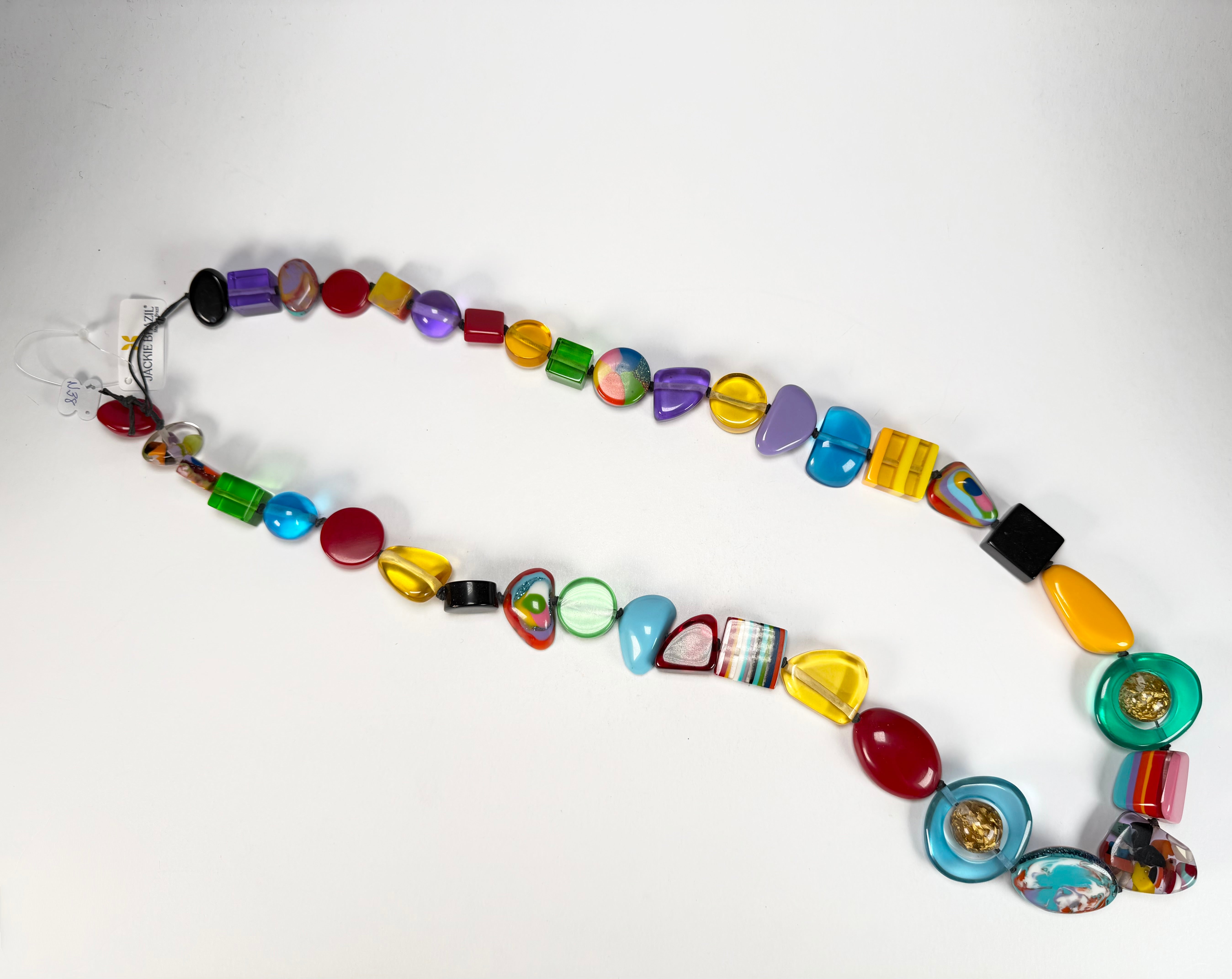 Jackie Brazil "Indiana" Mix Colours Multi-Bead Long Resin 110cm Necklace ( N0038 )