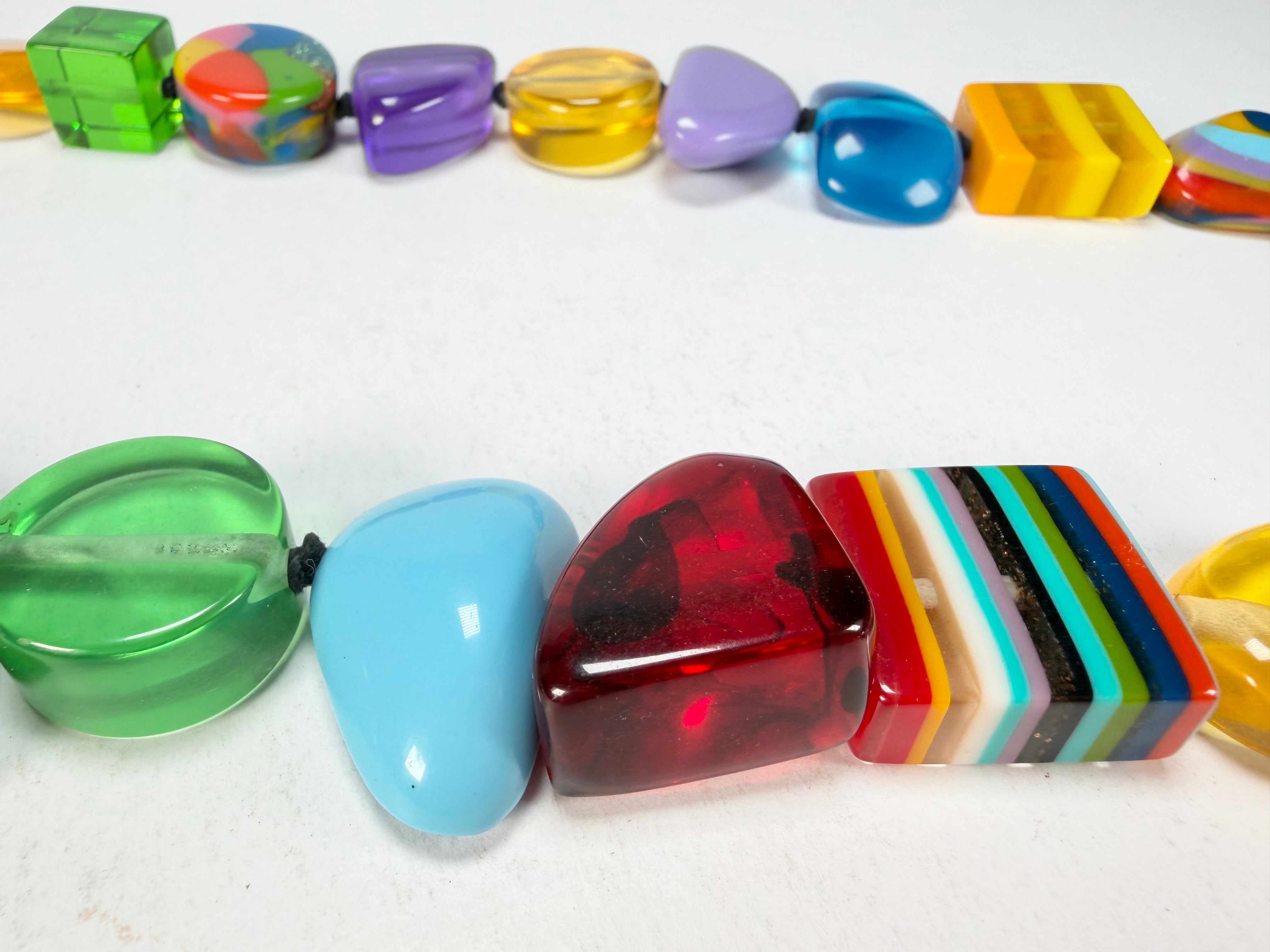 Jackie Brazil "Indiana" Mix Colours Multi-Bead Long Resin 110cm Necklace ( N0038 )