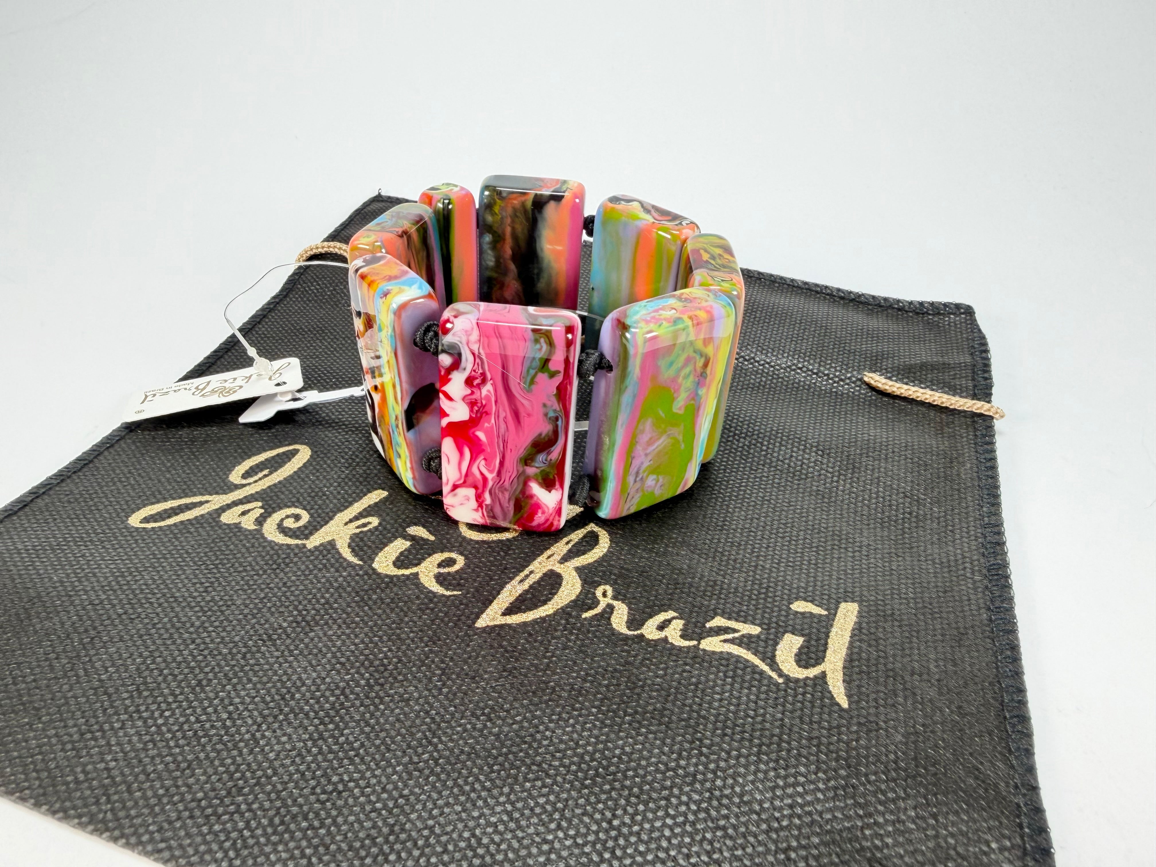 Jackie Brazil "Pop Art" Kandinsky 8 Squares Elasticated Bracelet ( B0376 )