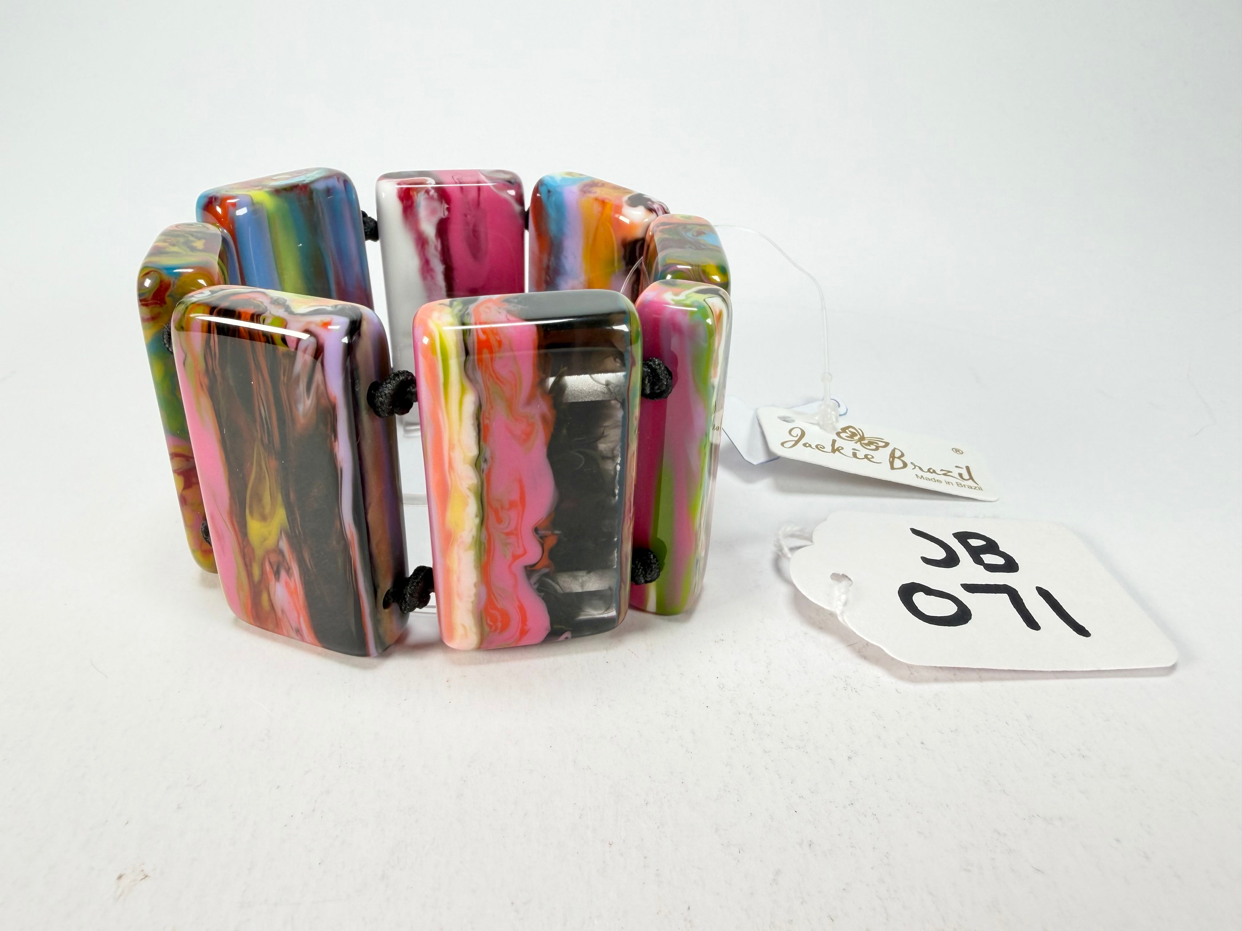 Jackie Brazil "Pop Art" Kandinsky 8 Squares Elasticated Bracelet ( B0376 )