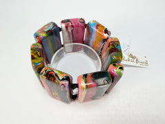 Jackie Brazil "Pop Art" Kandinsky 8 Squares Elasticated Bracelet ( B0376 )