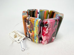 Jackie Brazil "Pop Art" Kandinsky 8 Squares Elasticated Bracelet ( B0376 )