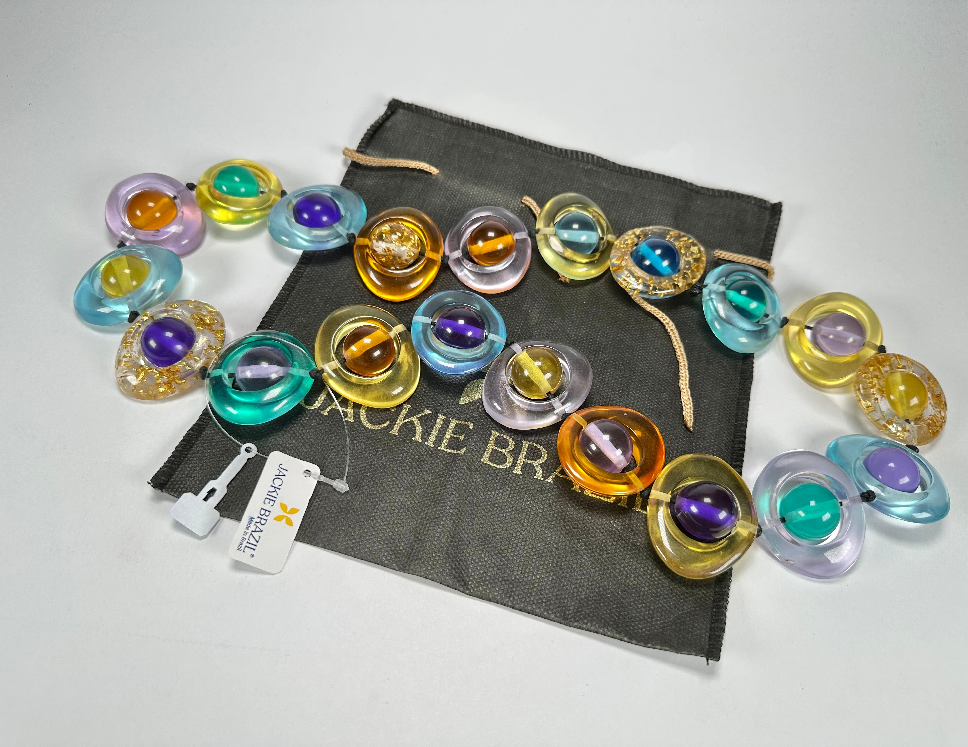 Jackie Brazil "Saturn" Transparent Paris Mix Disc & Ball Long 75cm Necklace ( N0052 )