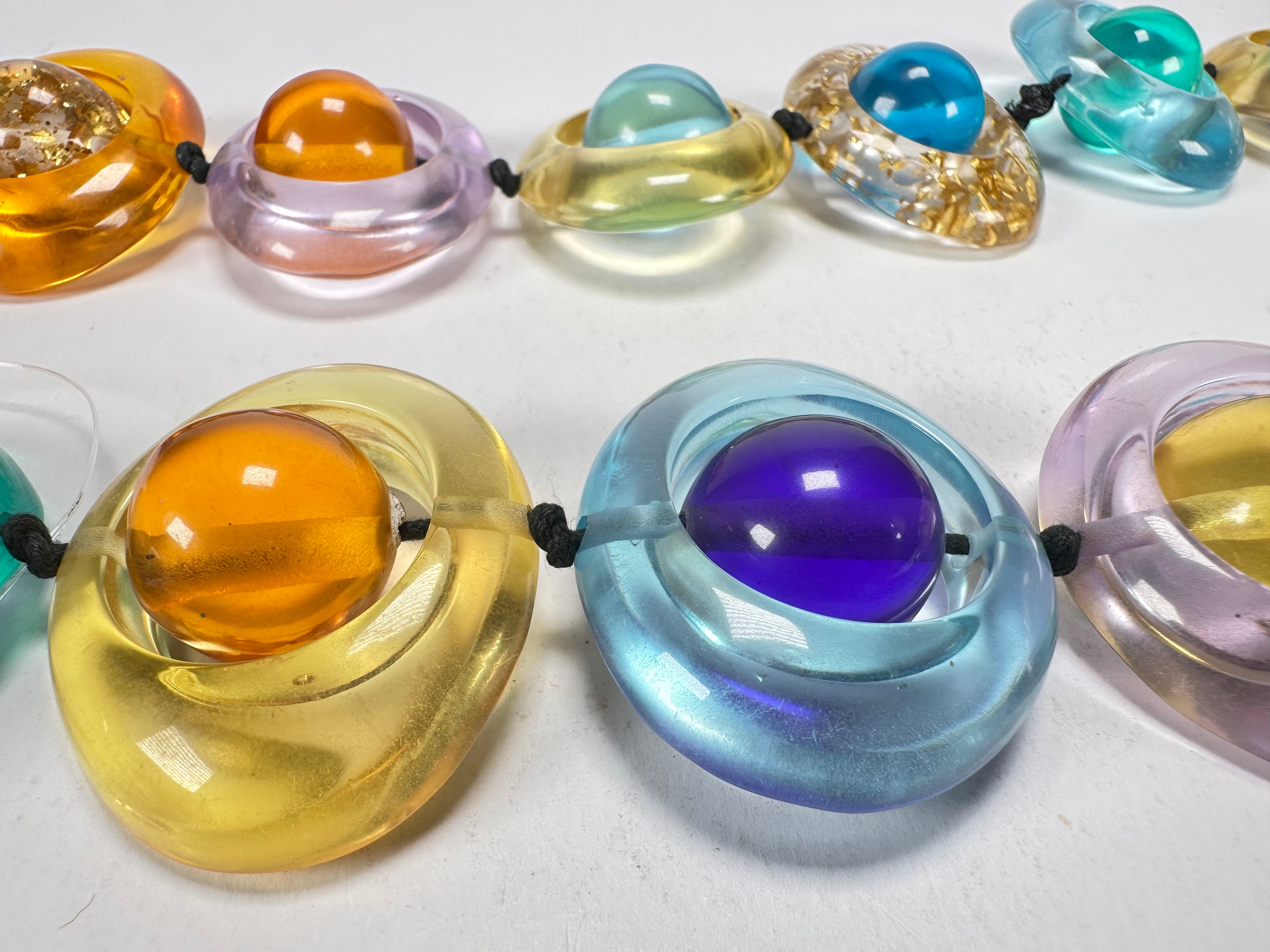 Jackie Brazil "Saturn" Transparent Paris Mix Disc & Ball Long 75cm Necklace ( N0052 )