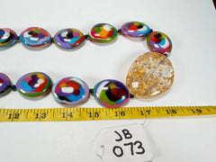 Jackie Brazil "Martha" Kandinsky Small Riverstones & Gold Flakes Side Stone 100cm Necklace ( N3770 )
