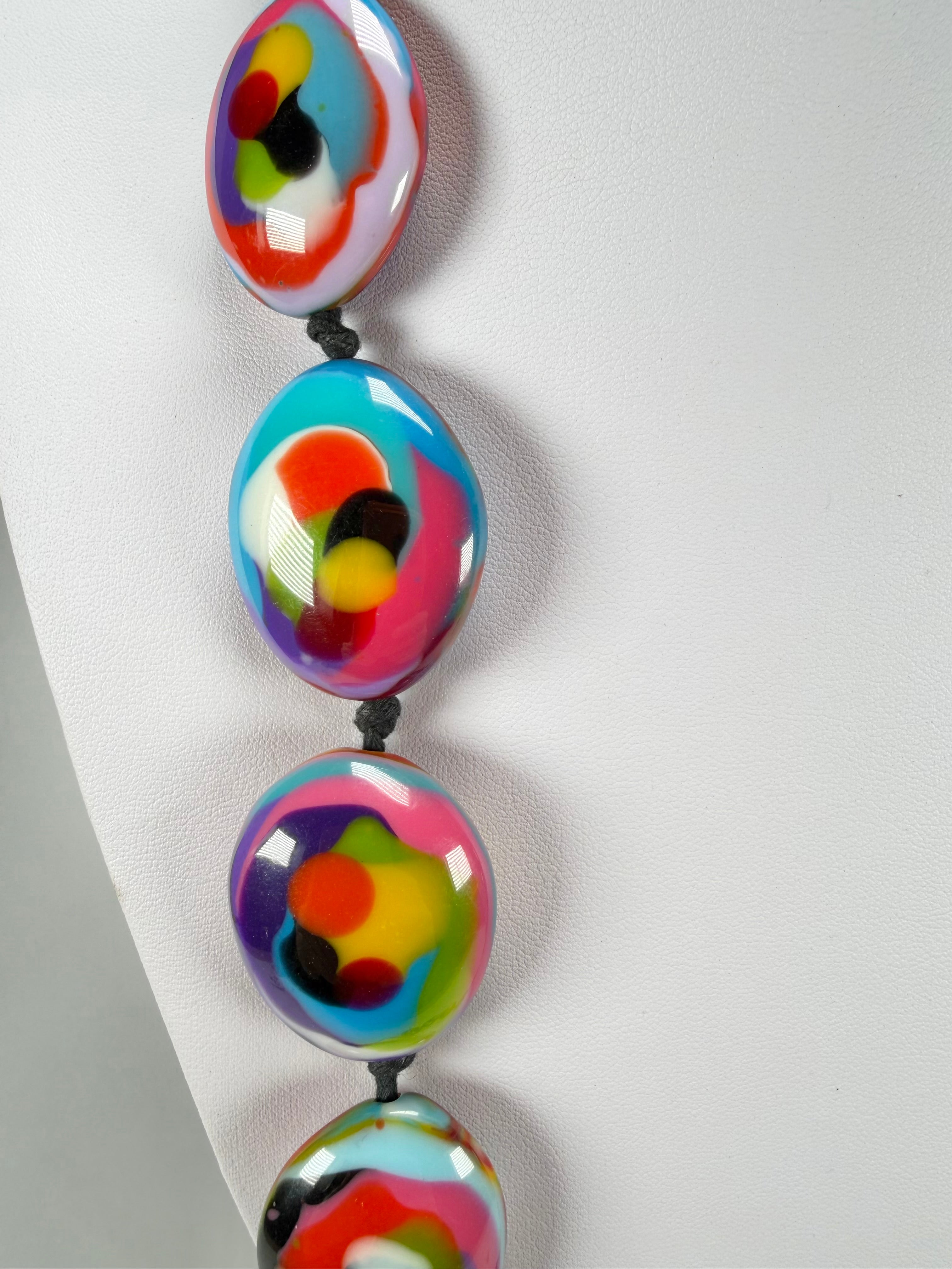 Jackie Brazil "Martha" Kandinsky Small Riverstones & Gold Flakes Side Stone 100cm Necklace ( N3770 )