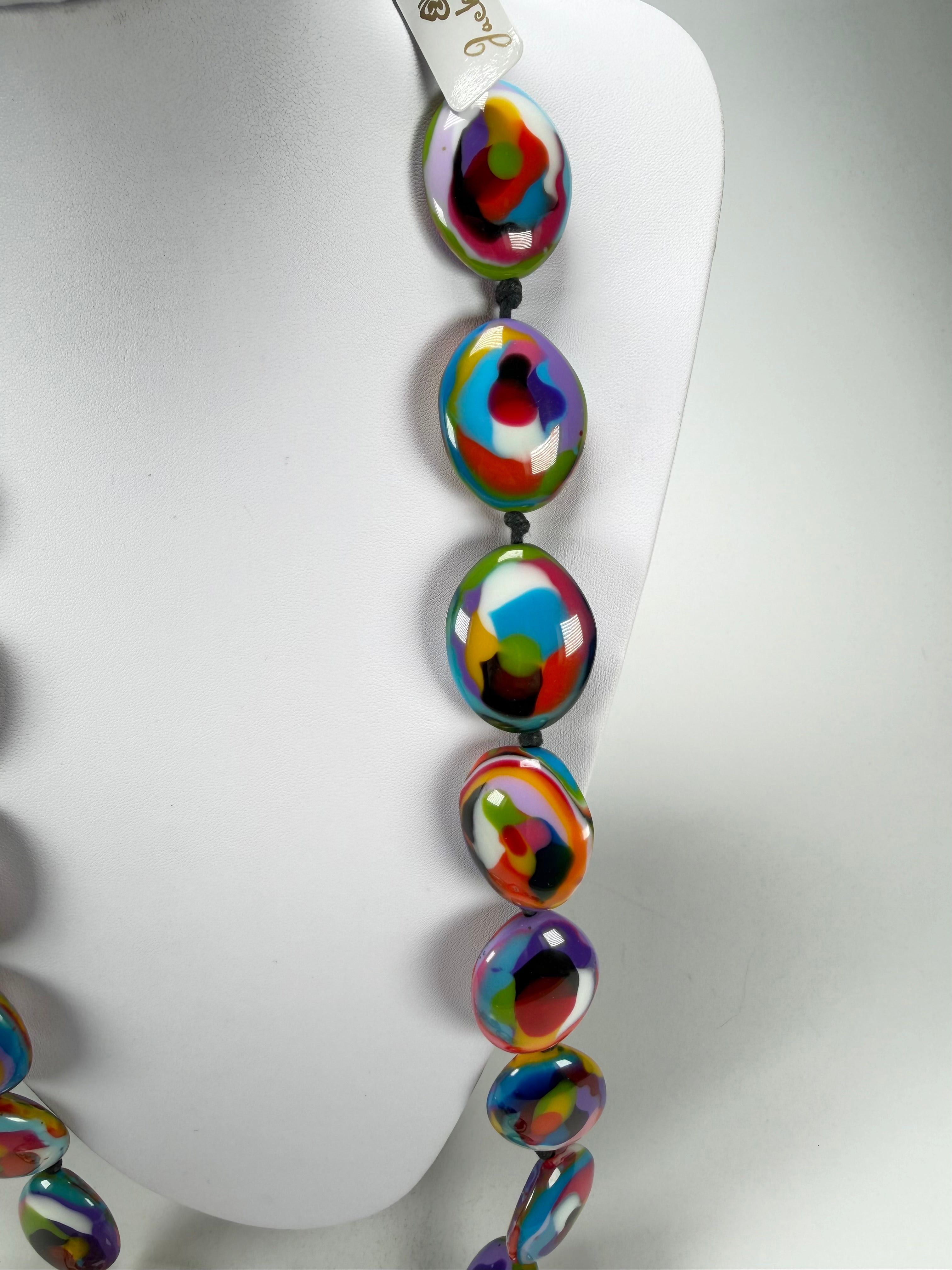 Jackie Brazil "Martha" Kandinsky Small Riverstones & Gold Flakes Side Stone 100cm Necklace ( N3770 )