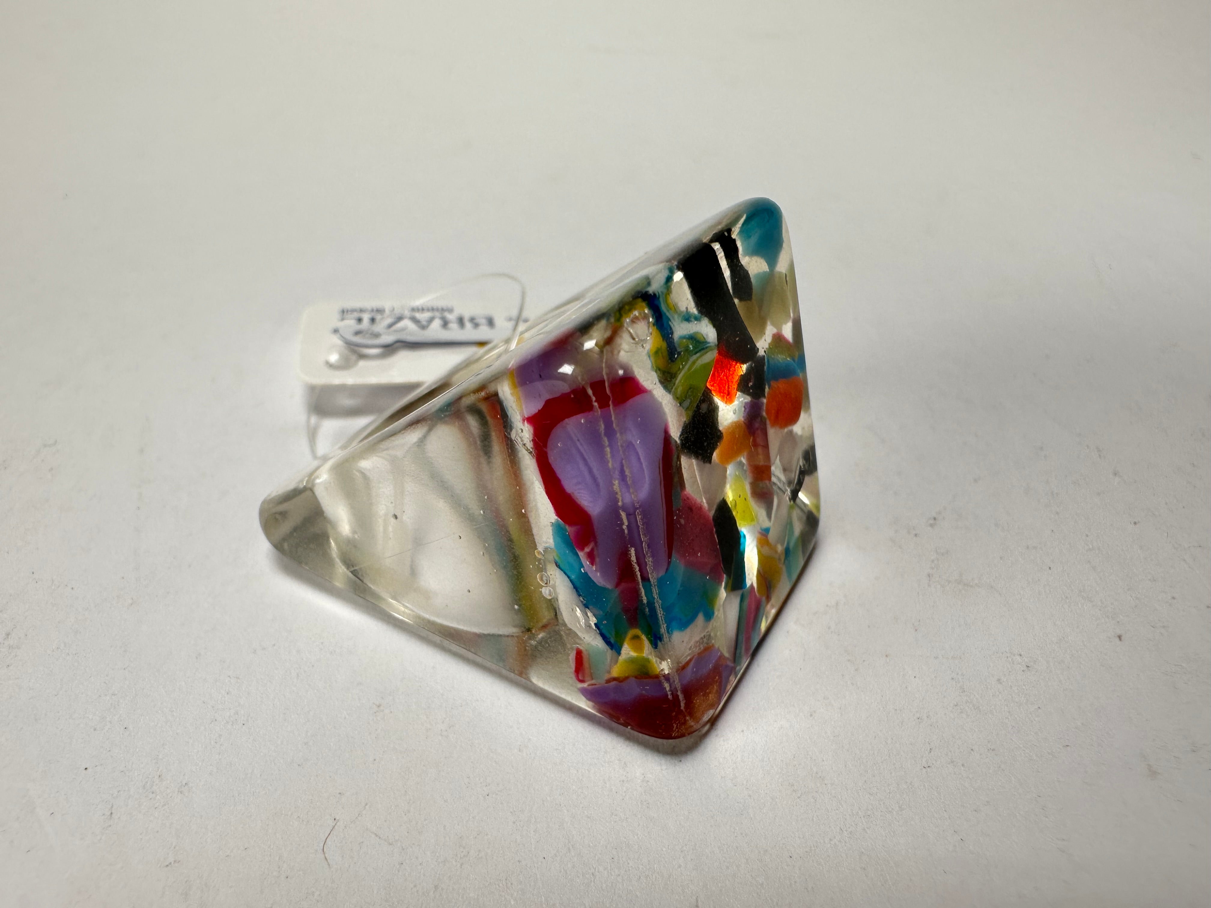 Jackie Brazil "Cascade" Large Square Resin Ring ( R1715 ) Size UK O / USA 7