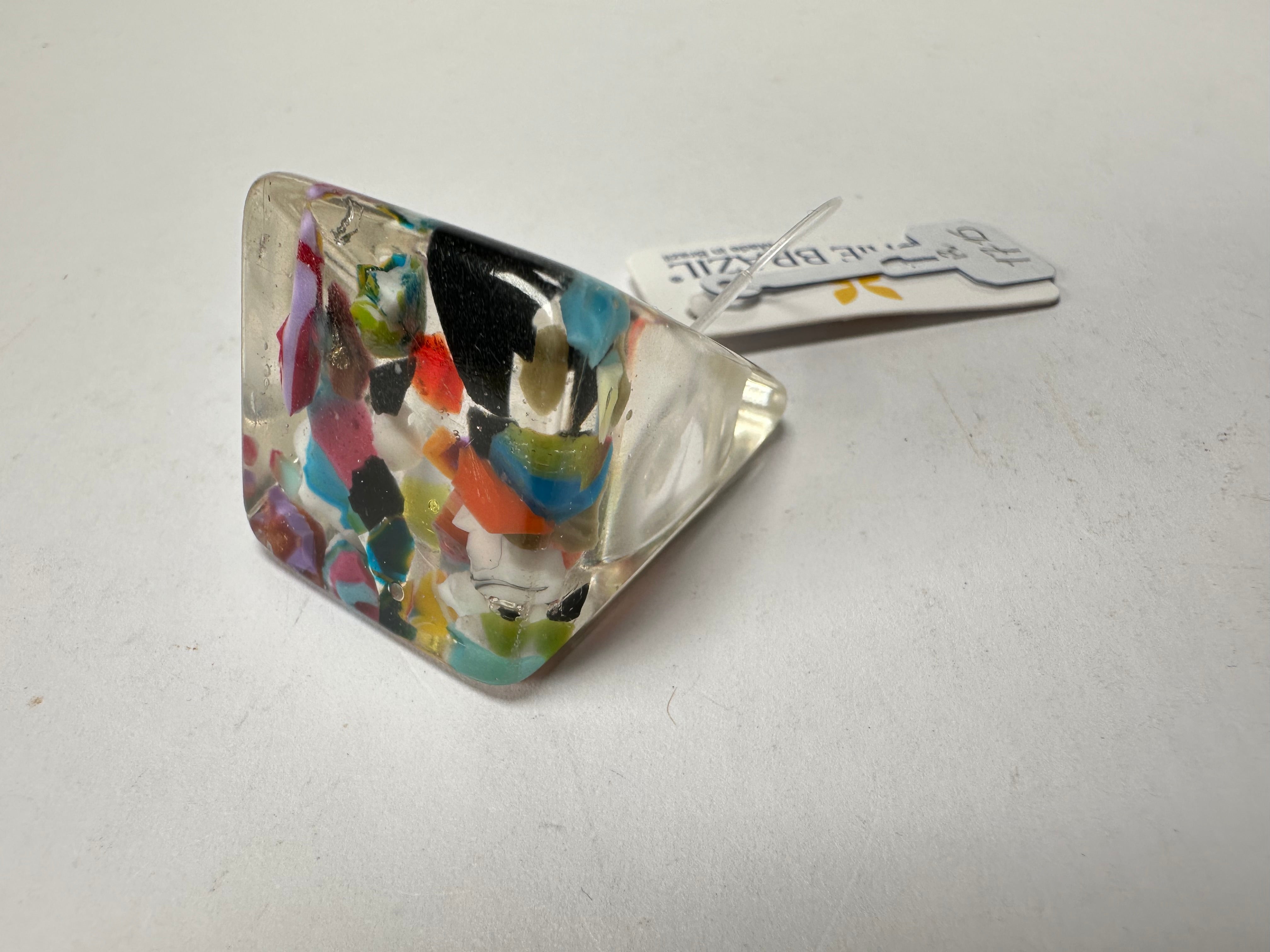 Jackie Brazil "Cascade" Large Square Resin Ring ( R1715 ) Size UK O / USA 7