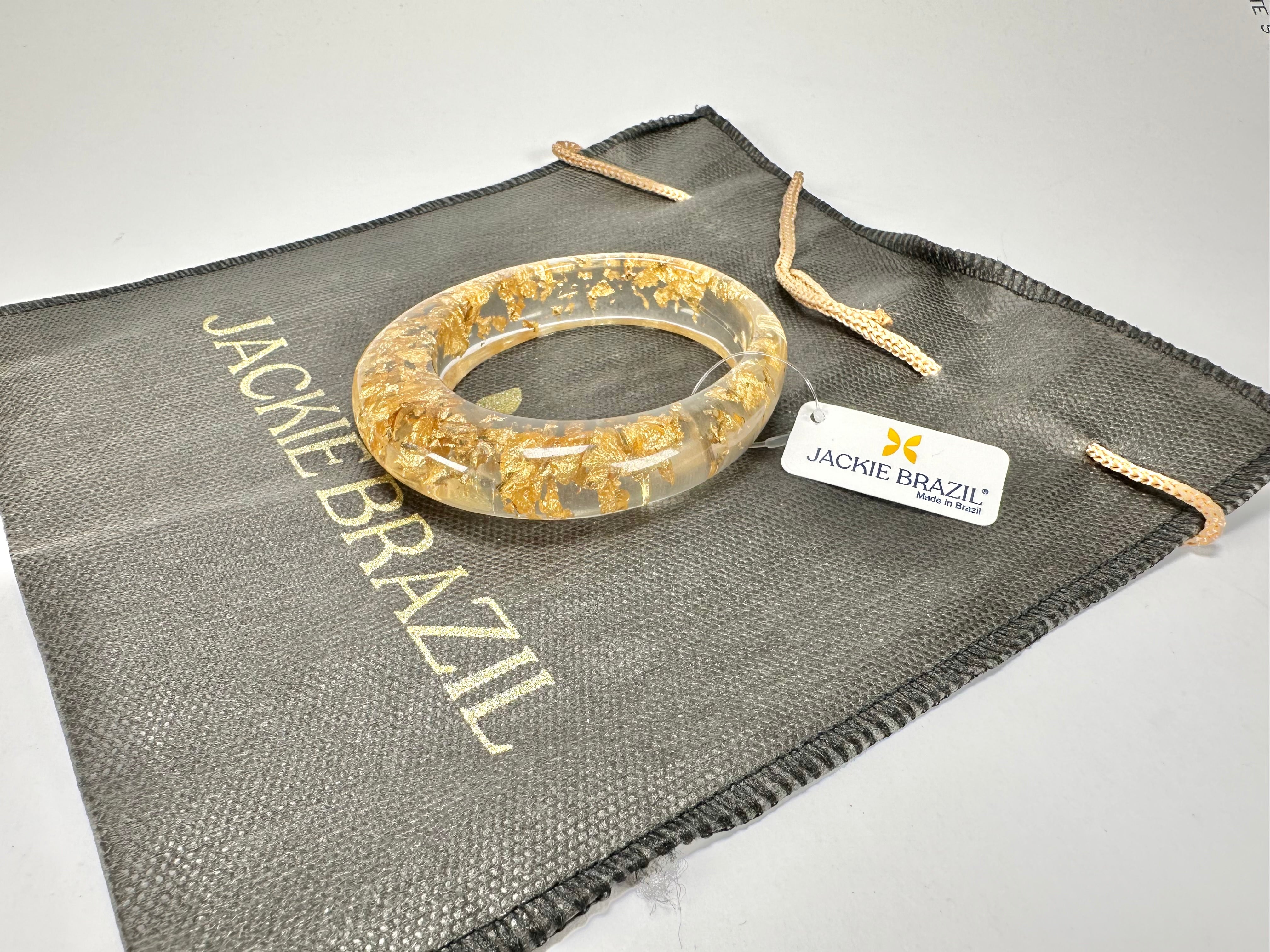 Jackie Brazil "Solid Oval" Gold Flakes 1.3cm Resin Bangle ( B0040 )