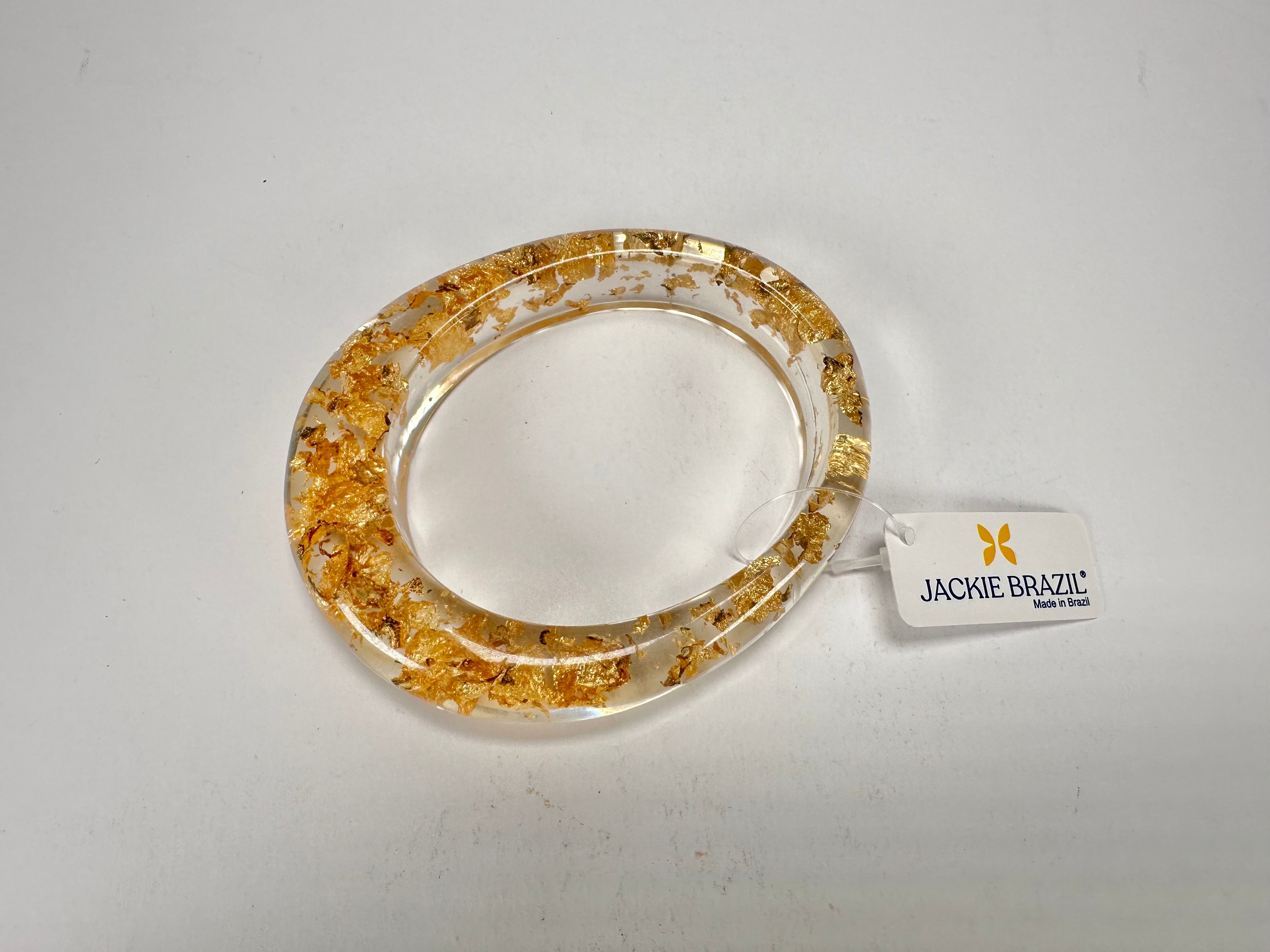 Jackie Brazil "Solid Oval" Gold Flakes 1.3cm Resin Bangle ( B0040 )