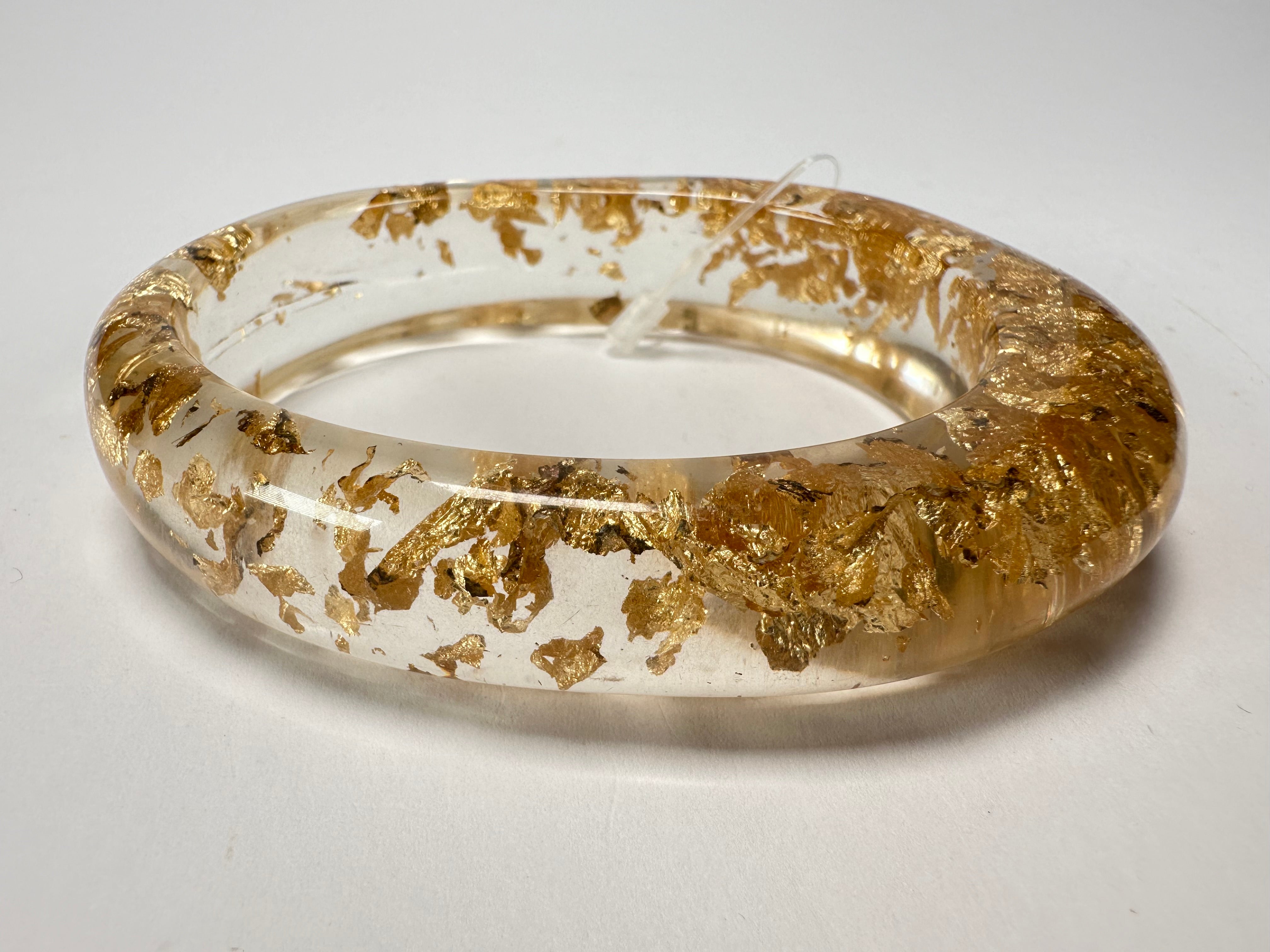 Jackie Brazil "Solid Oval" Gold Flakes 1.3cm Resin Bangle ( B0040 )