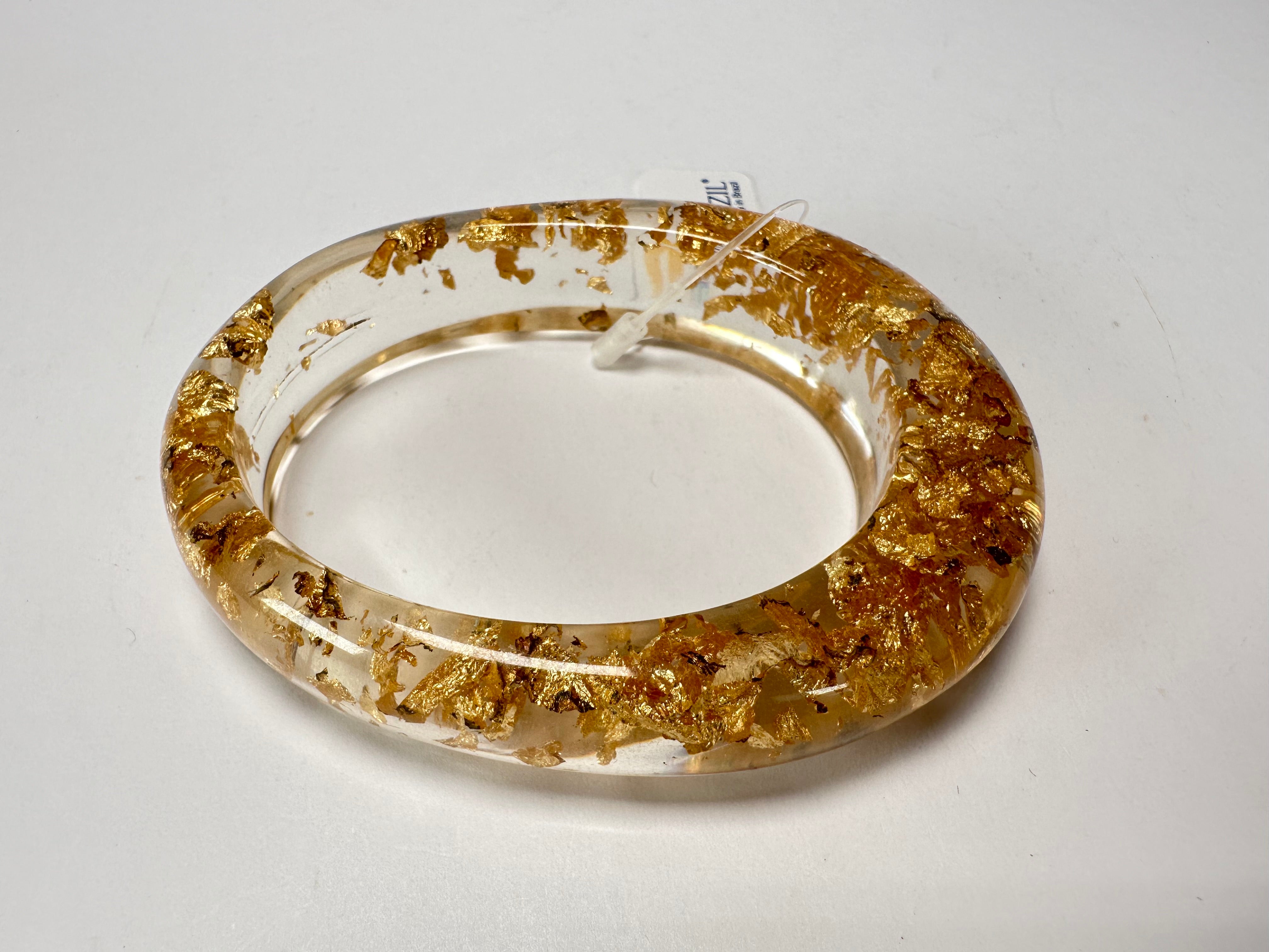 Jackie Brazil "Solid Oval" Gold Flakes 1.3cm Resin Bangle ( B0040 )