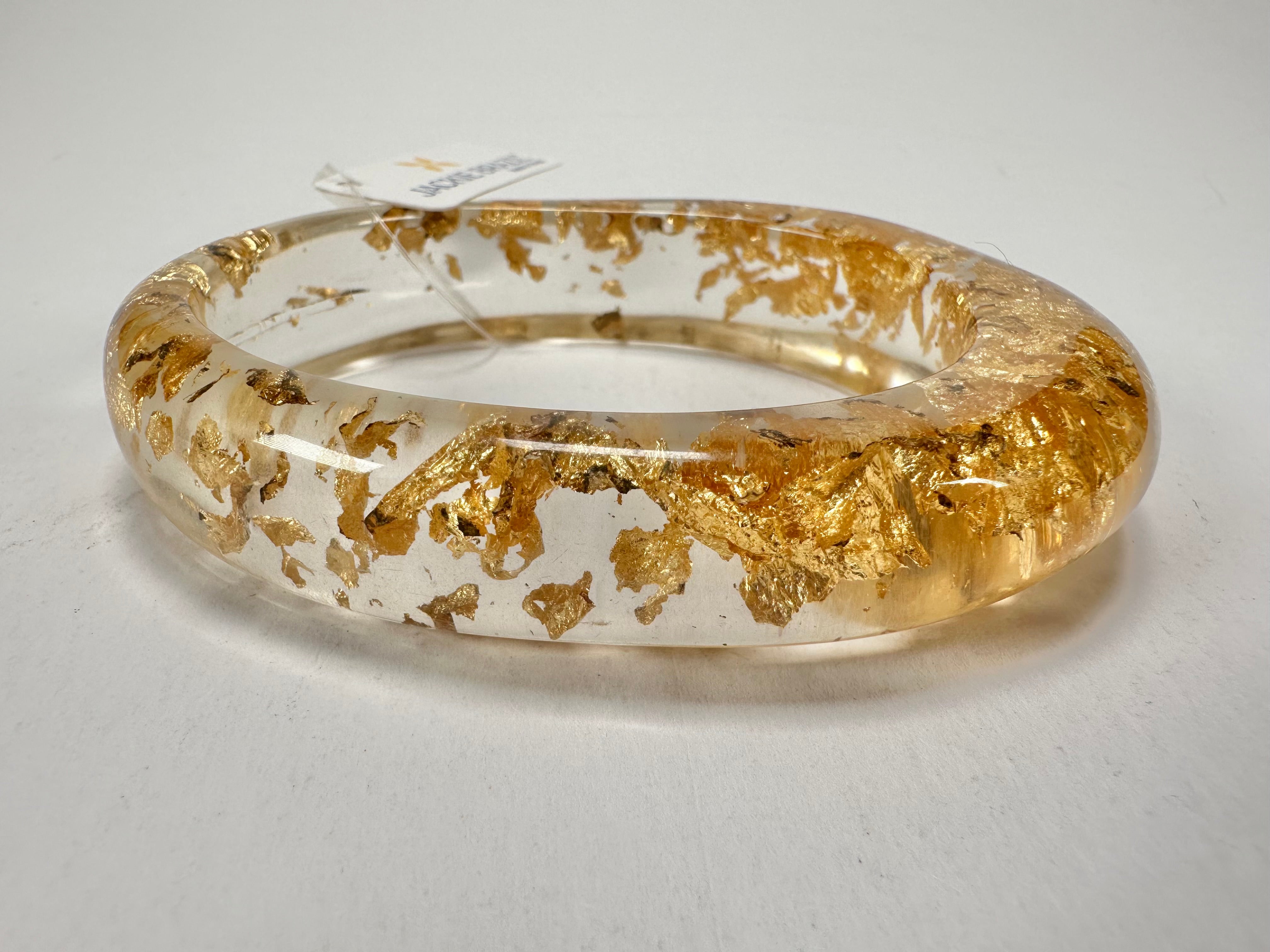 Jackie Brazil "Solid Oval" Gold Flakes 1.3cm Resin Bangle ( B0040 )