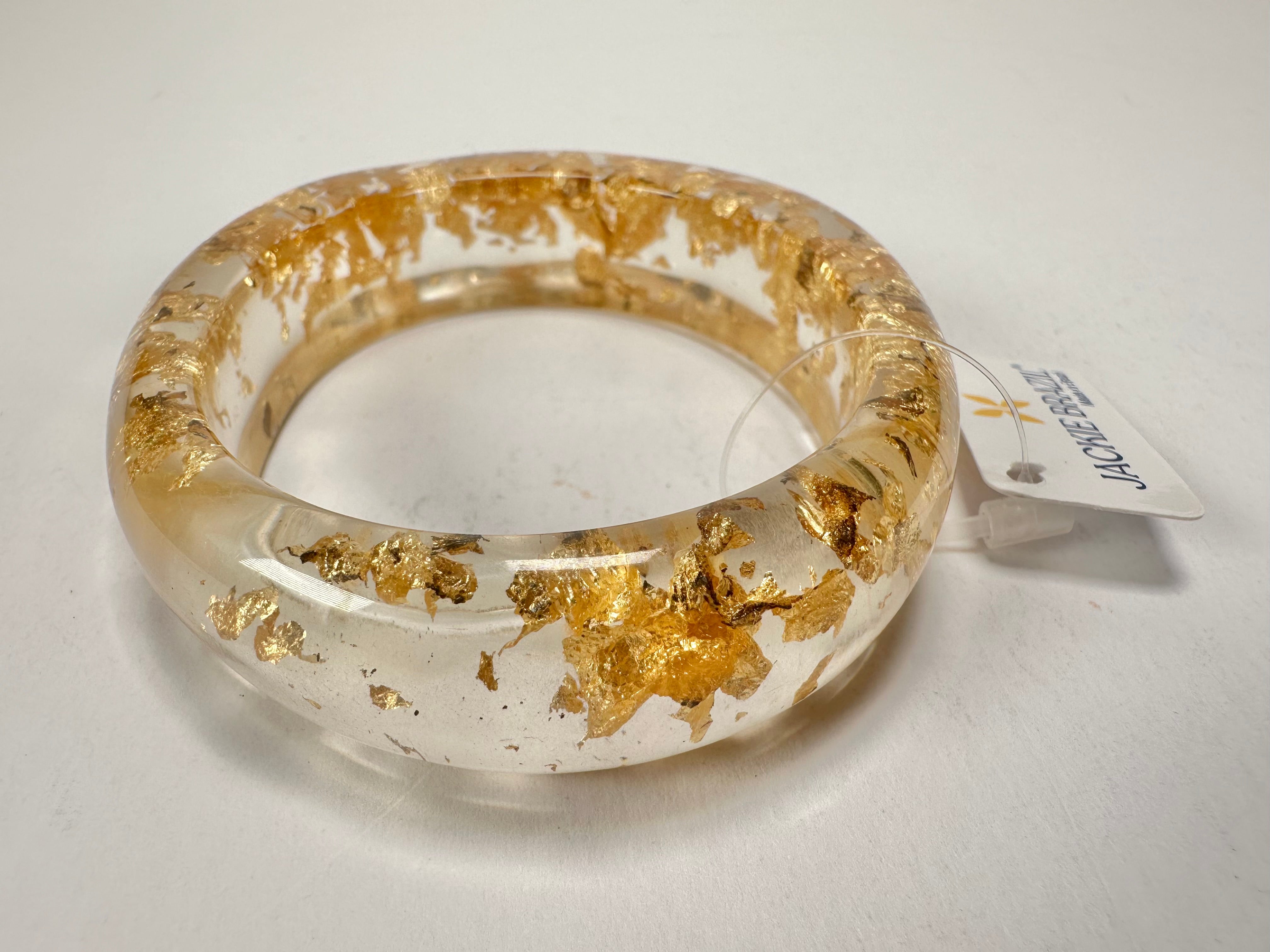 Jackie Brazil "Solid Oval" Gold Flakes 1.3cm Resin Bangle ( B0040 )