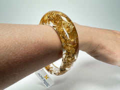 Jackie Brazil "Solid Oval" Gold Flakes 1.3cm Resin Bangle ( B0040 )