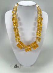 Jackie Brazil "Gold Flakes" Mix Size Liquorice Cubes Resin Necklace ( N3343 )