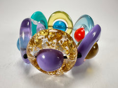 Jackie Brazil "Saturn" Transparent Paris Mix Disc & Ball Elastic Bracelet ( B0052 )
