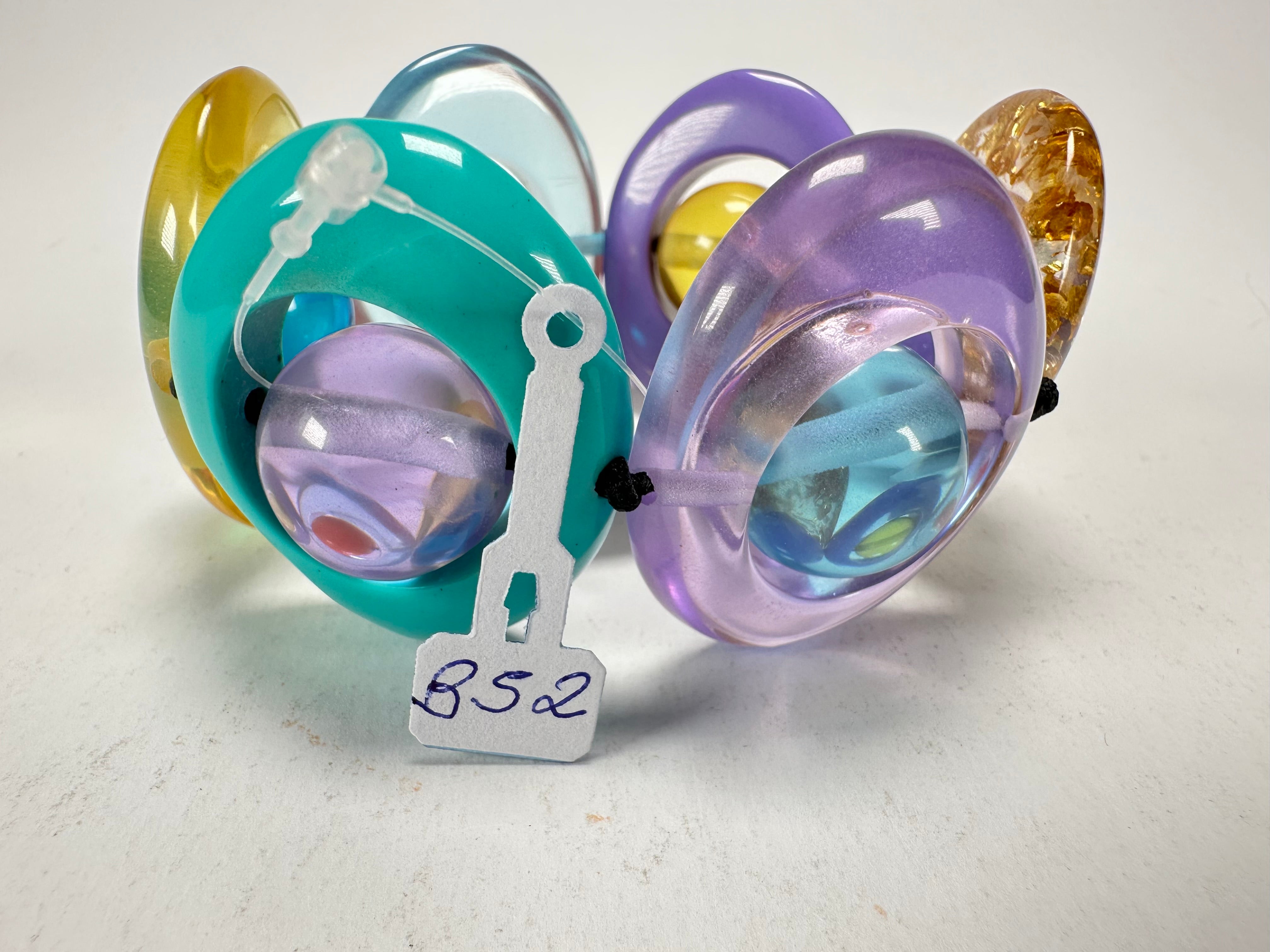 Jackie Brazil "Saturn" Transparent Paris Mix Disc & Ball Elastic Bracelet ( B0052 )