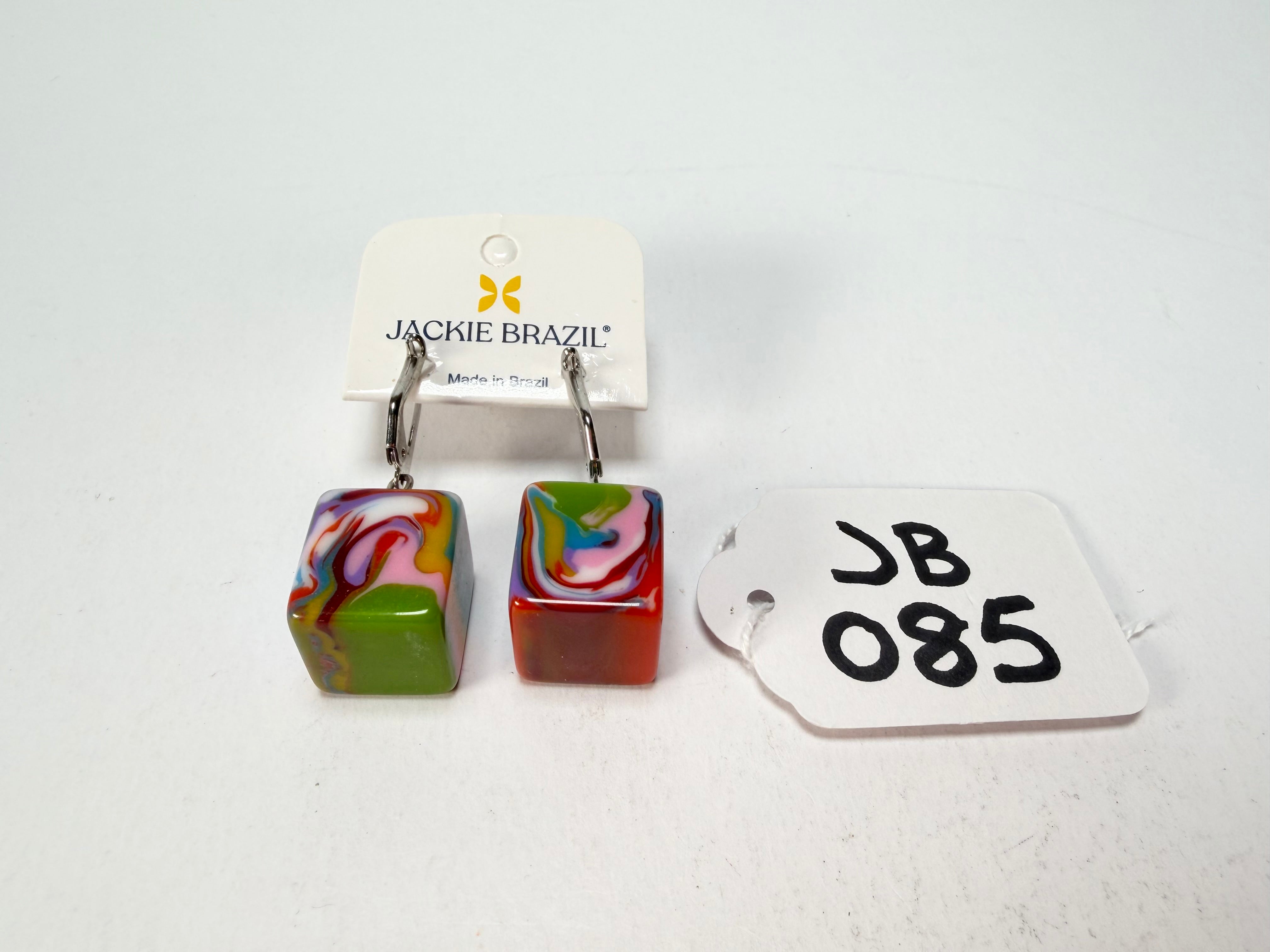 Jackie Brazil "Liquorice Cube" Kandinsky Allsorts Resin Earrings ( E0126 )