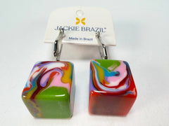 Jackie Brazil "Liquorice Cube" Kandinsky Allsorts Resin Earrings ( E0126 )
