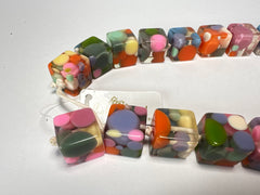 Jackie Brazil "Carlo Spotted Cubes" Spring Colour Spots Resin Necklace 50cm ( N1396 )