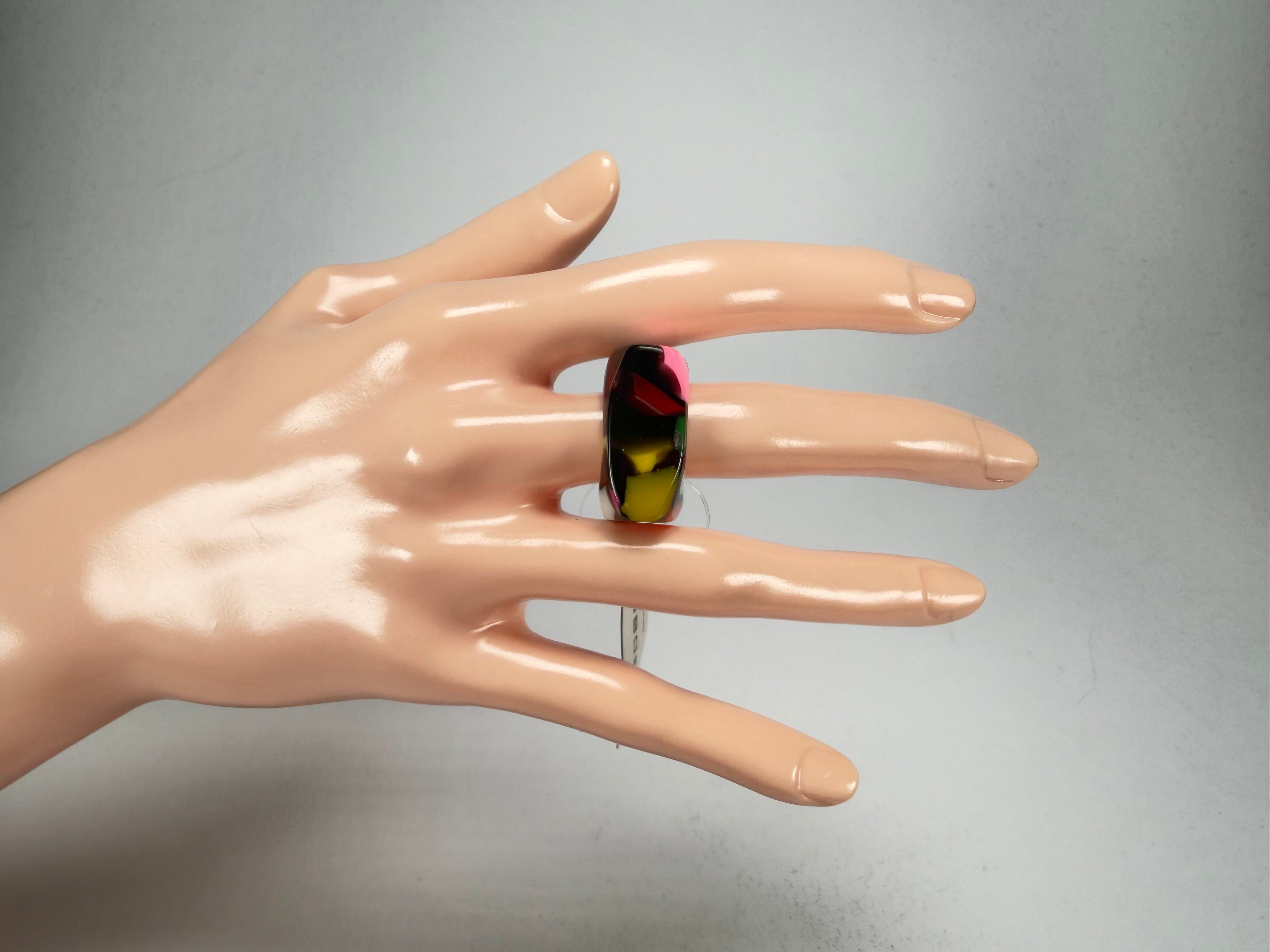 Jackie Brazil "Time Square" Art Deco Square Resin Ring ( R3084 ) Size UK Q / USA 8