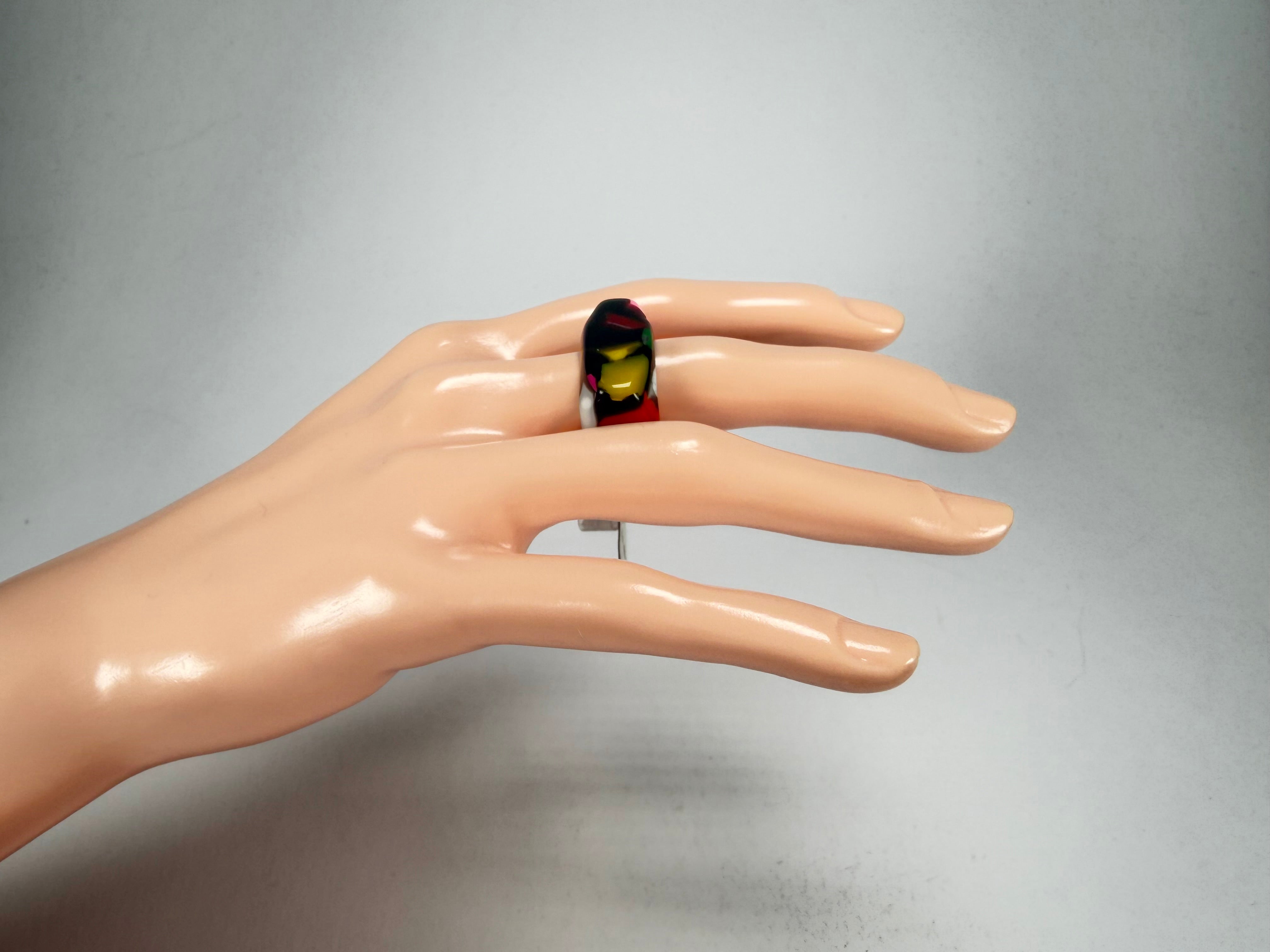 Jackie Brazil "Time Square" Art Deco Square Resin Ring ( R3084 ) Size UK Q / USA 8