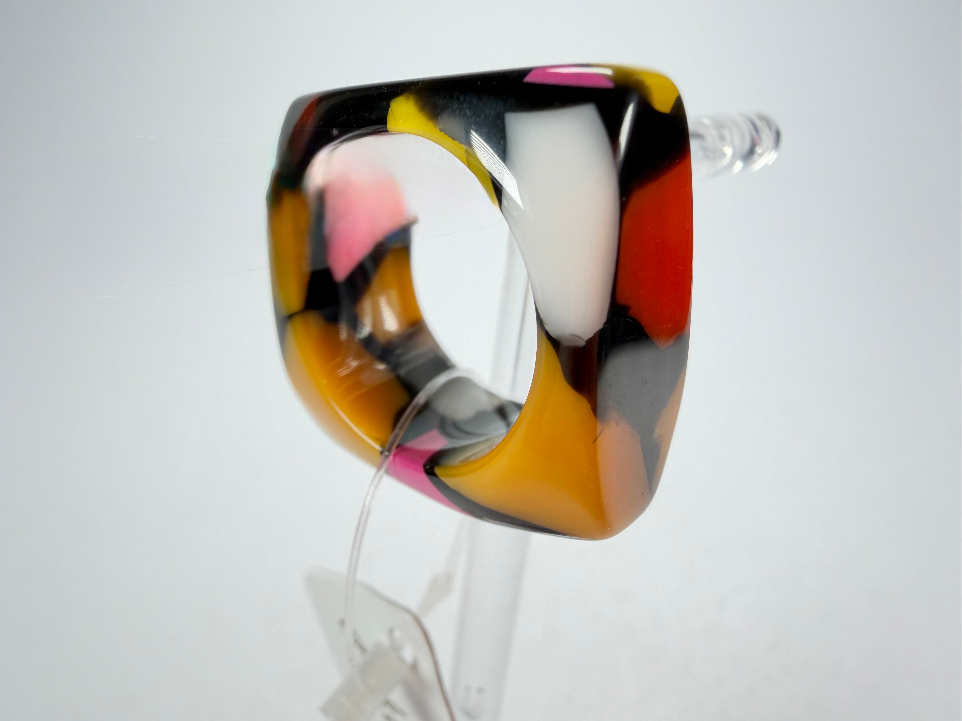 Jackie Brazil "Time Square" Art Deco Square Resin Ring ( R3084 ) Size UK Q / USA 8