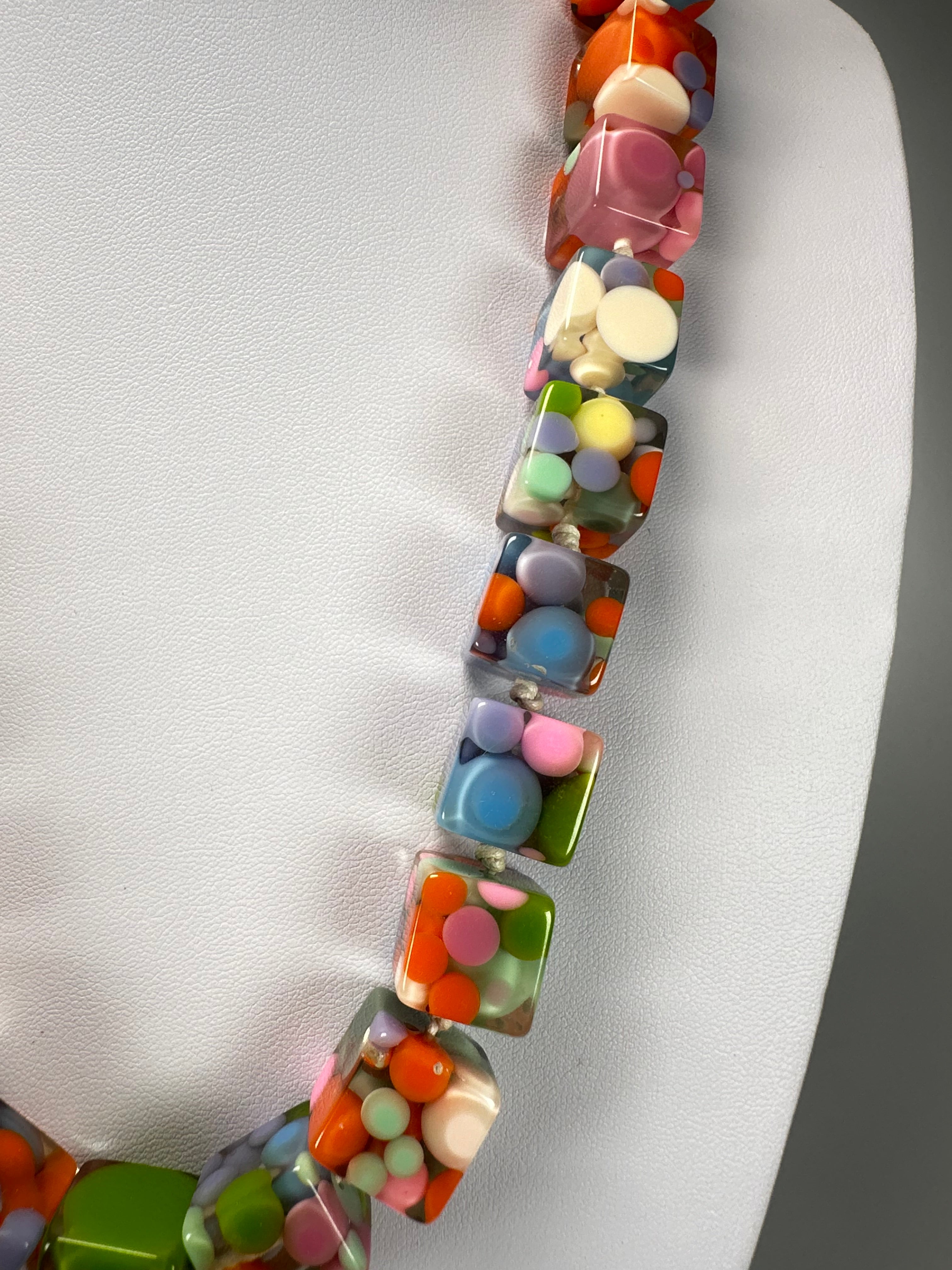Jackie Brazil "Carlo Spotted Cubes" Spring Colour Spots Resin Necklace 50cm ( N1396 )