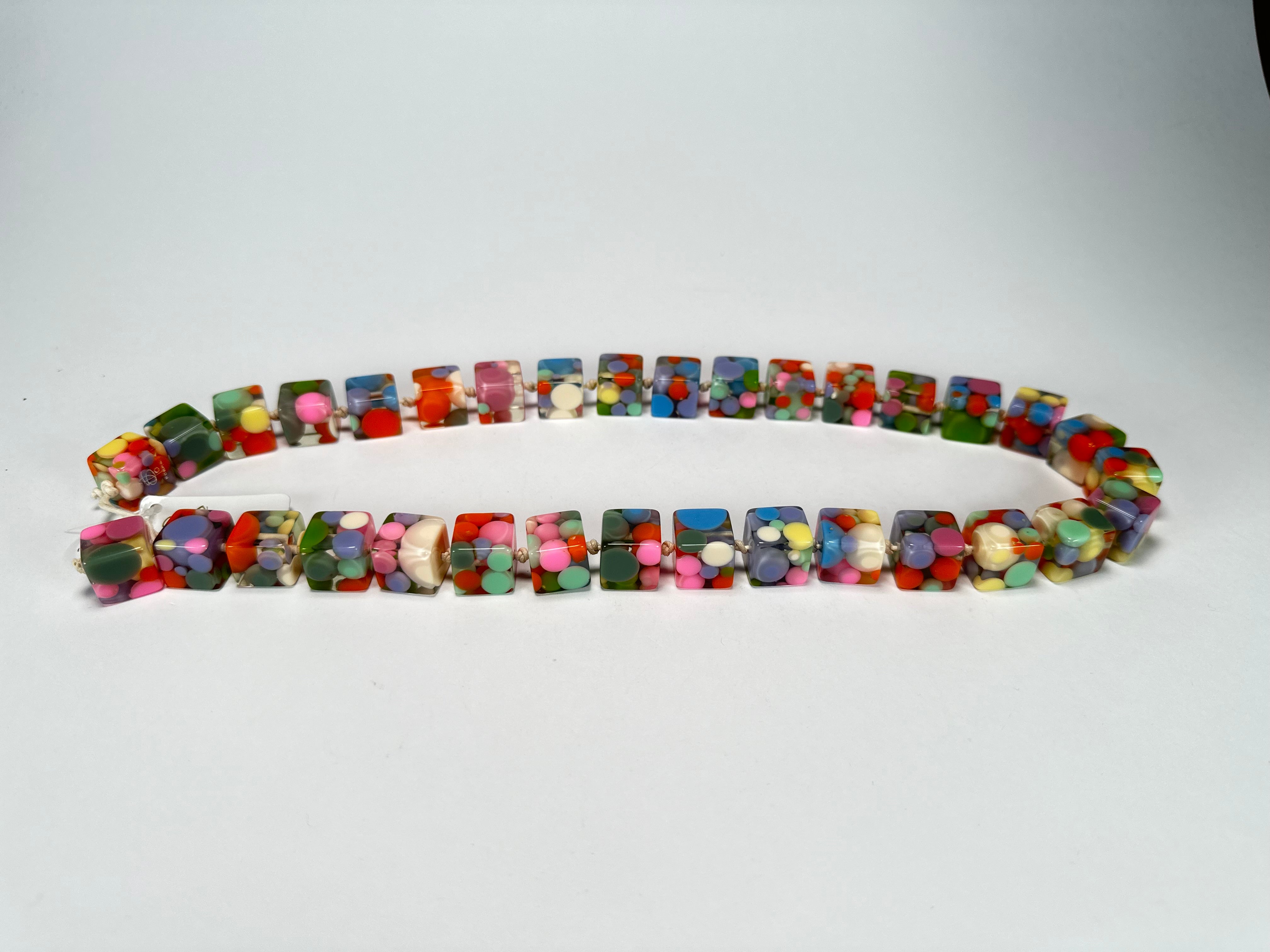 Jackie Brazil "Carlo Spotted Cubes" Spring Colour Spots Resin Necklace 50cm ( N1396 )