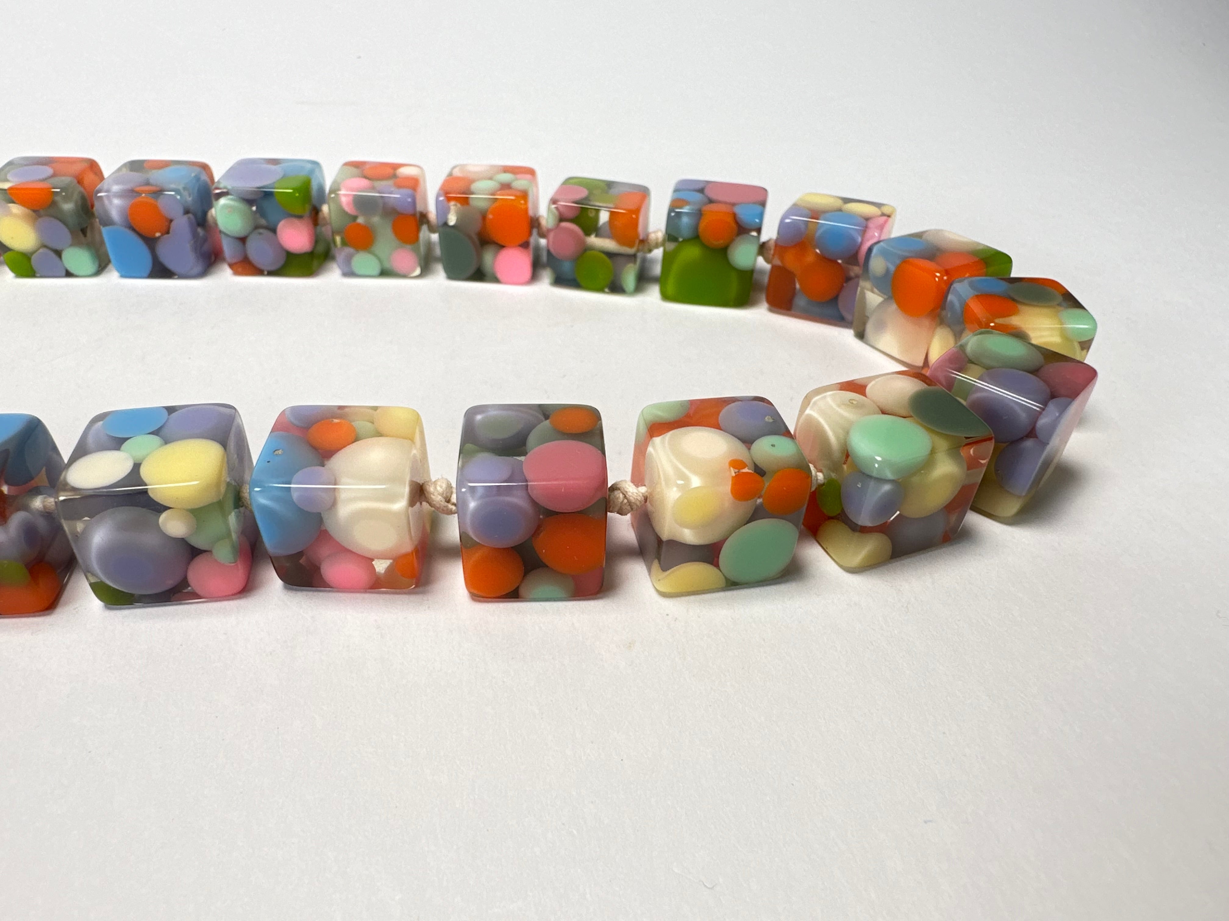 Jackie Brazil "Carlo Spotted Cubes" Spring Colour Spots Resin Necklace 50cm ( N1396 )