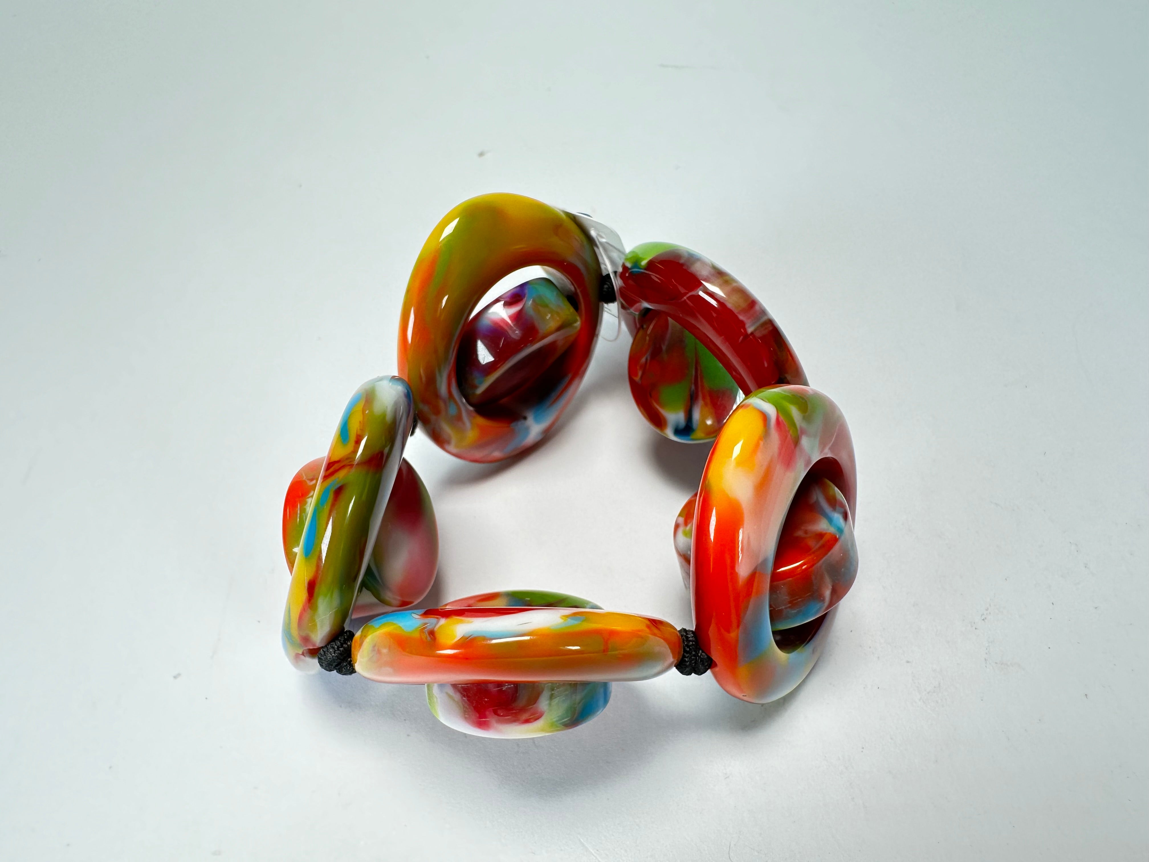 Jackie Brazil "Saturn" Kandinsky Disc & Cylinder Elastic Bracelet ( B0060 )