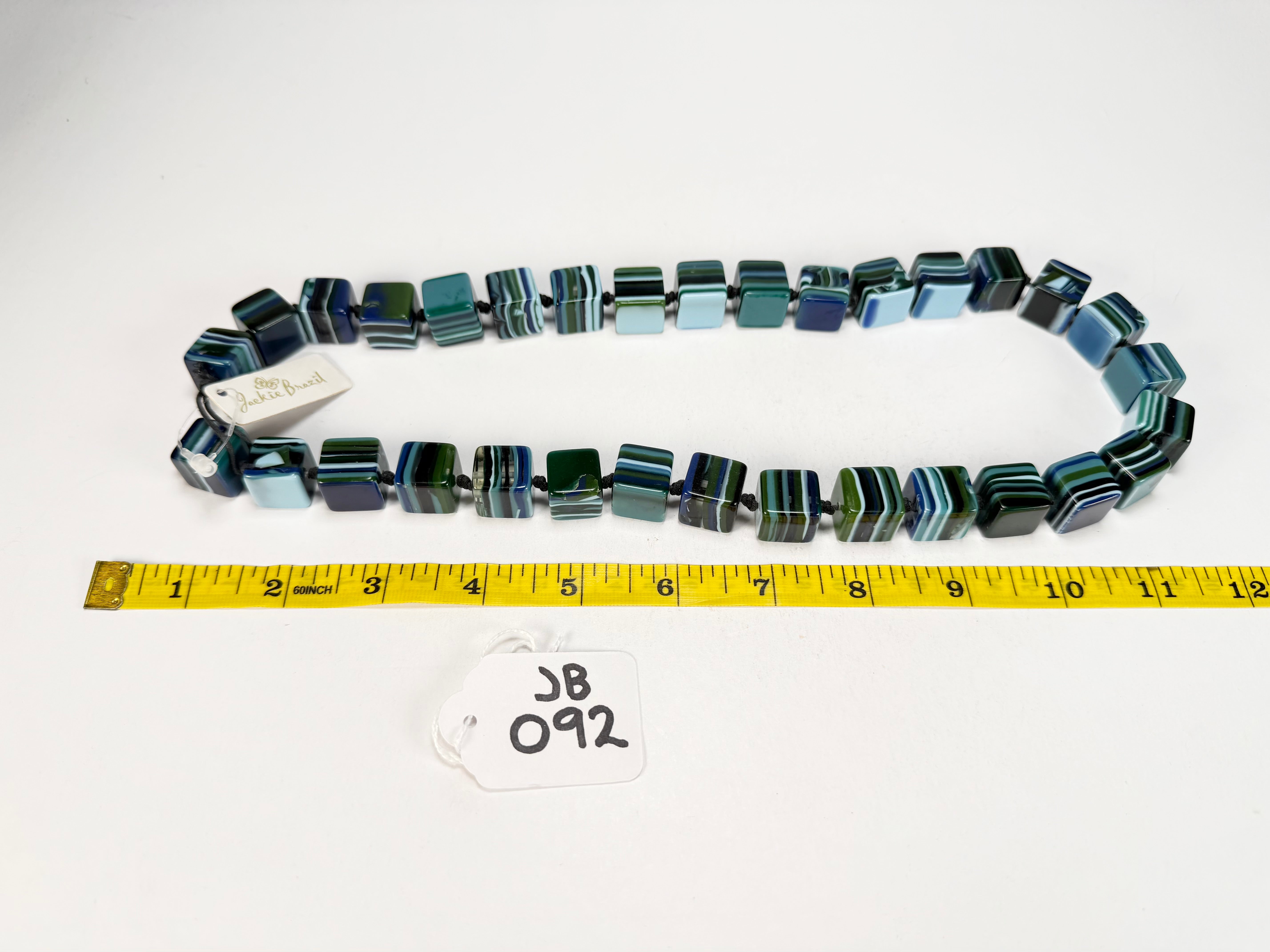 Jackie Brazil "POP" Liquorice Blue Mix Small Cubes 65cm Necklace ( N0046 )
