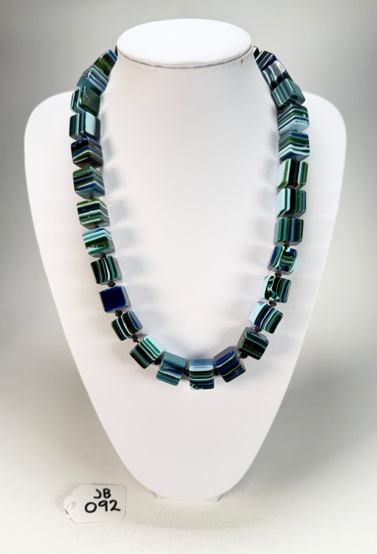 Jackie Brazil "POP" Liquorice Blue Mix Small Cubes 65cm Necklace ( N0046 )