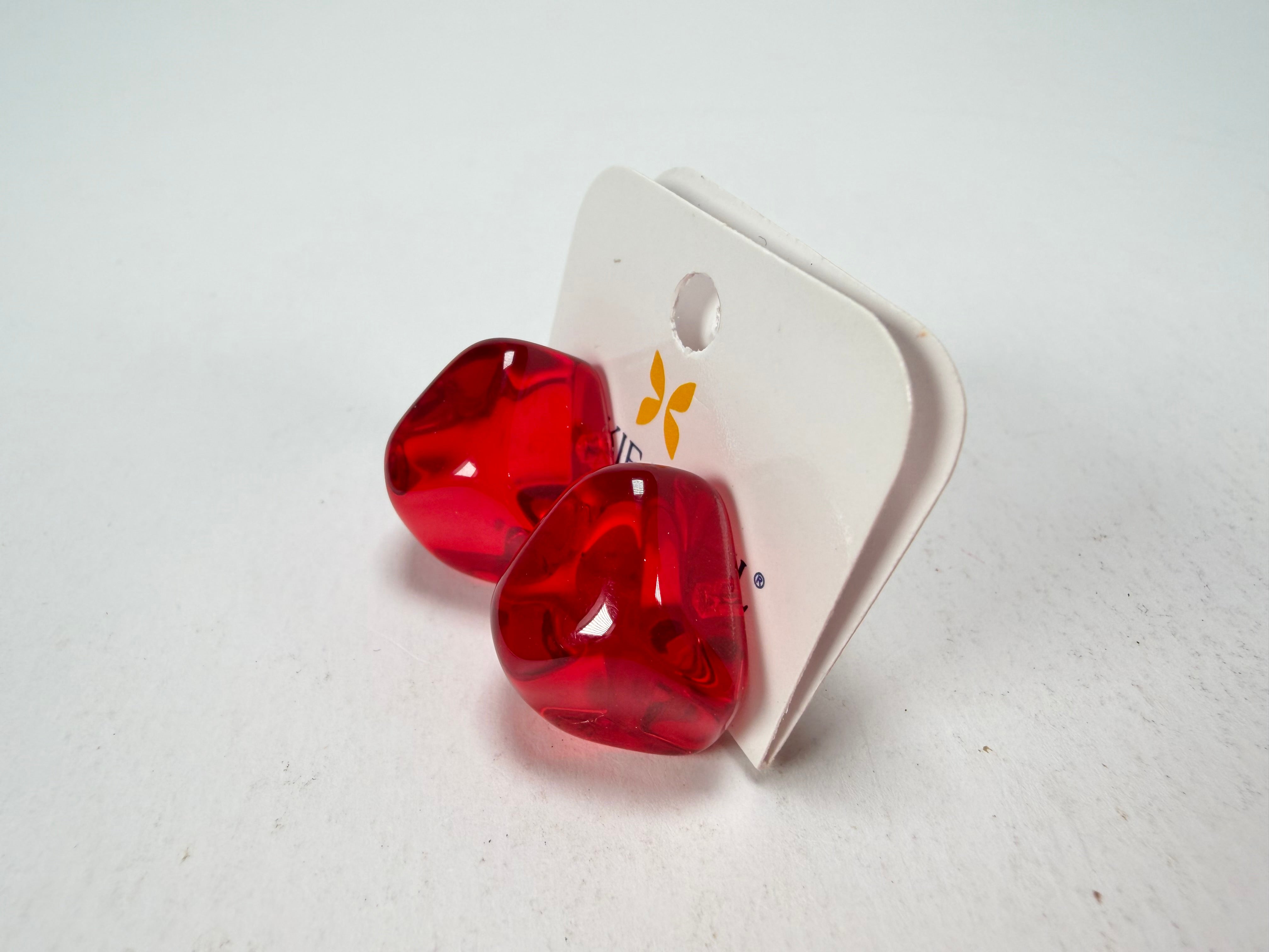 Jackie Brazil "Camille" Red Transparent Abstract Resin Earrings ( E1053 )