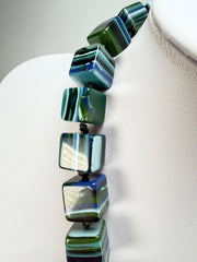 Jackie Brazil "POP" Liquorice Blue Mix Small Cubes 65cm Necklace ( N0046 )