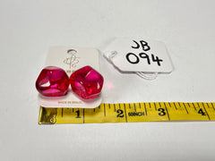 Jackie Brazil "Camille" Dark Pink Transparent Abstract Resin Earrings ( E1053 )