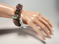 Jackie Brazil "Patricia" Liquorice Squares & Beads Spring Colour Resin Bracelet ( B0192 )