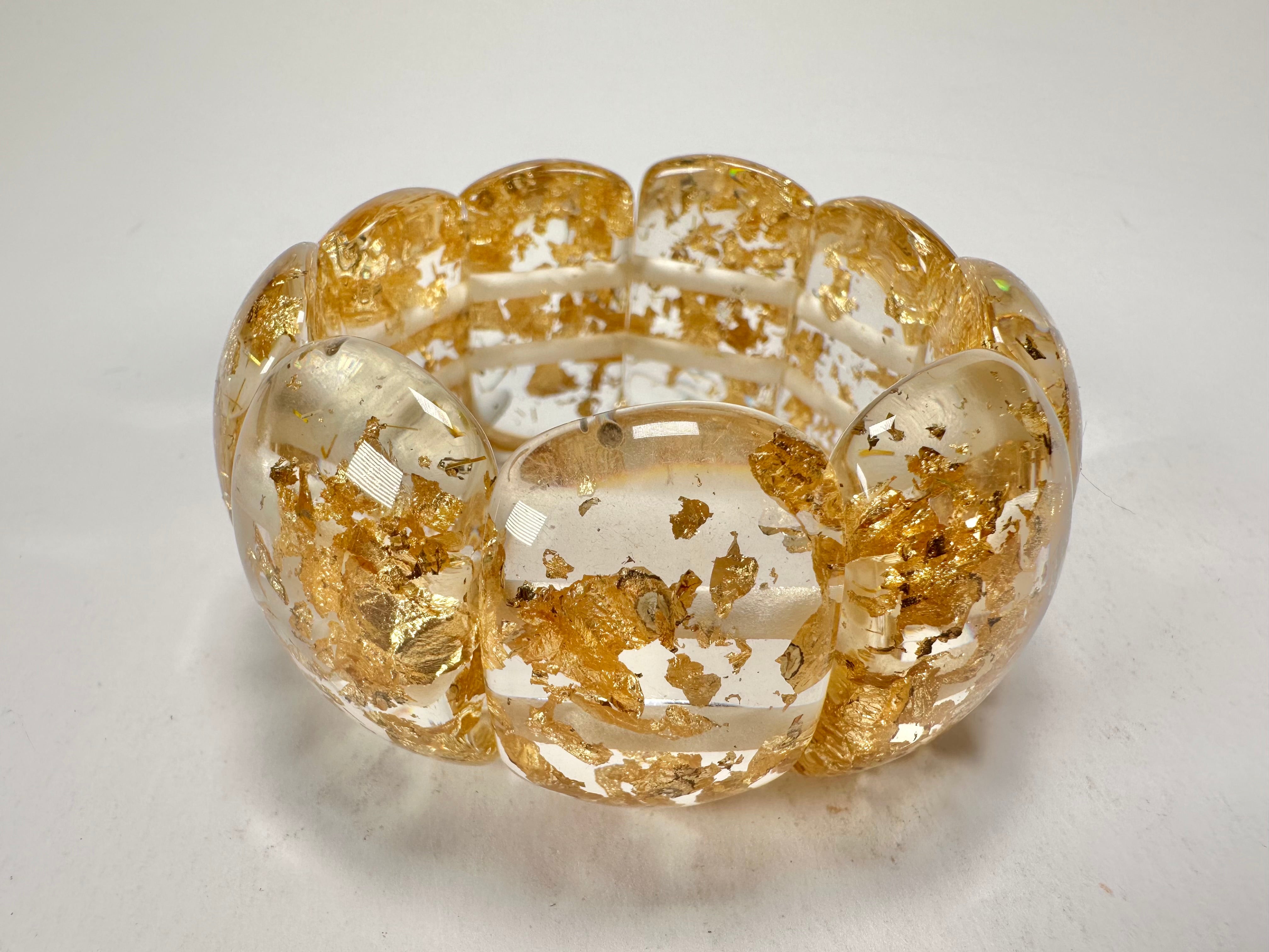 Jackie Brazil "Maria" Gold Flakes Elasticated Bracelet ( B0217 )