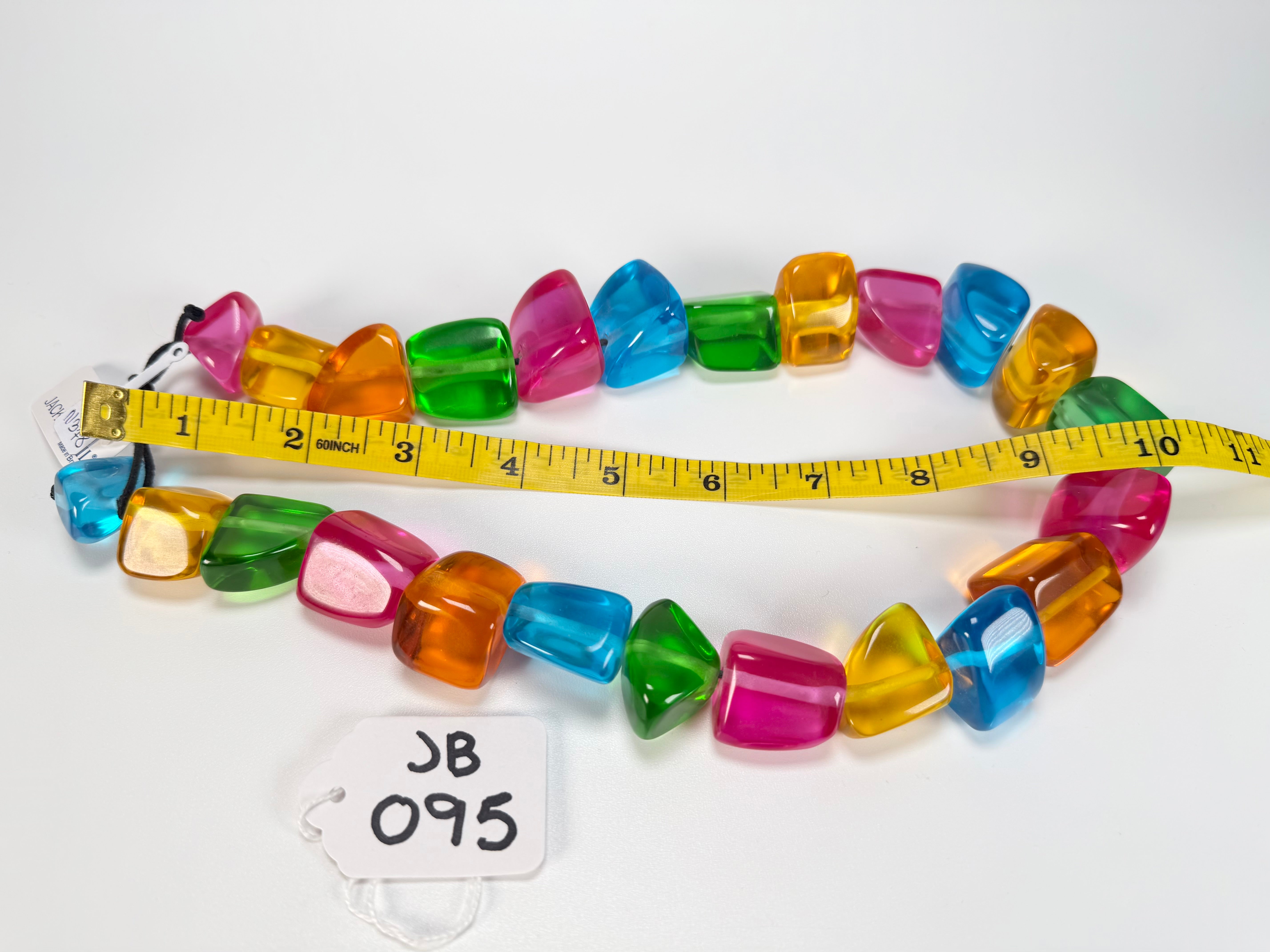 Jackie Brazil "Natural" Transparent Carnaval Mix Large Stones 55cm Resin Necklace ( N0378 )