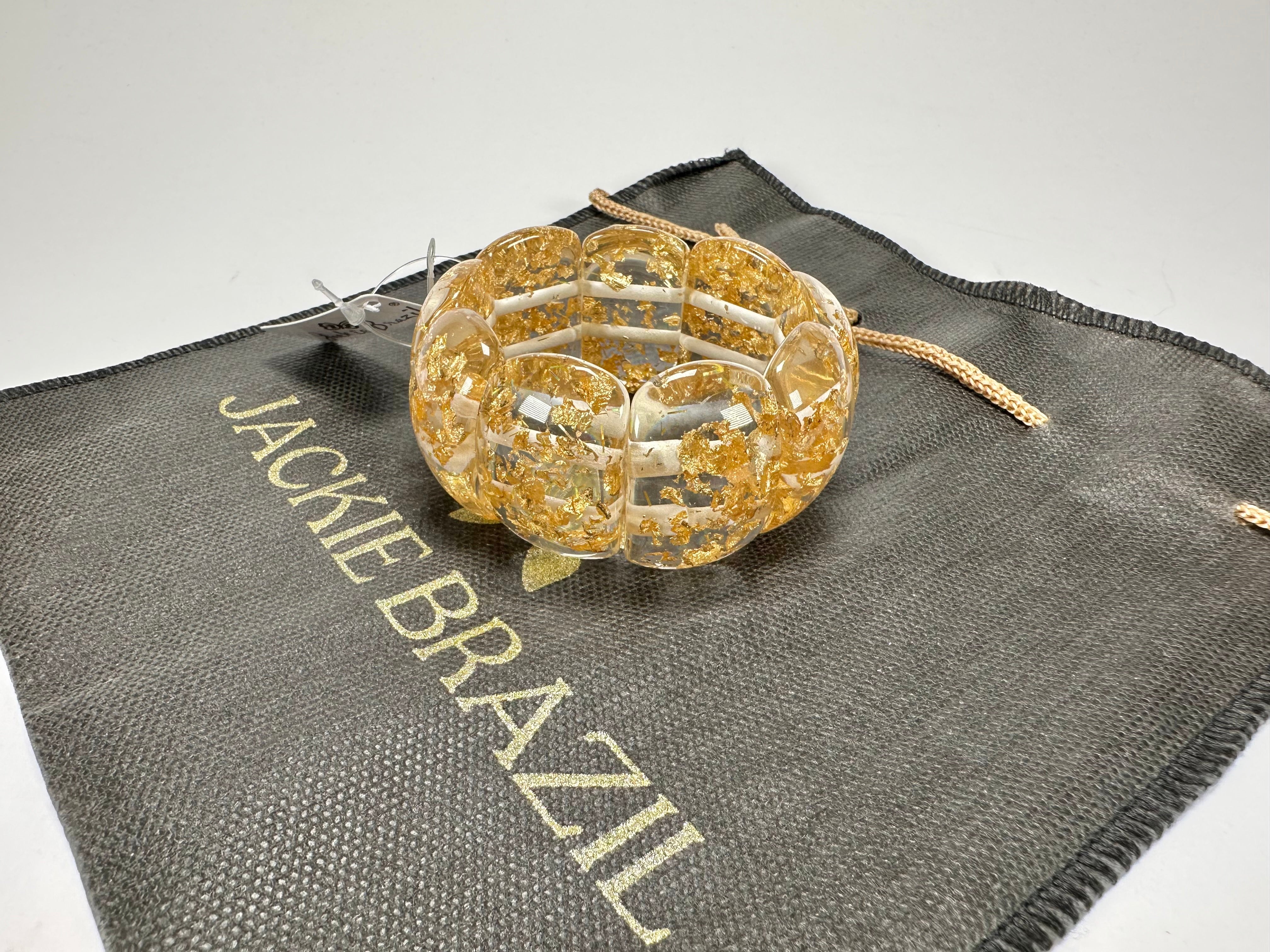 Jackie Brazil "Maria" Gold Flakes Elasticated Bracelet ( B0217 )