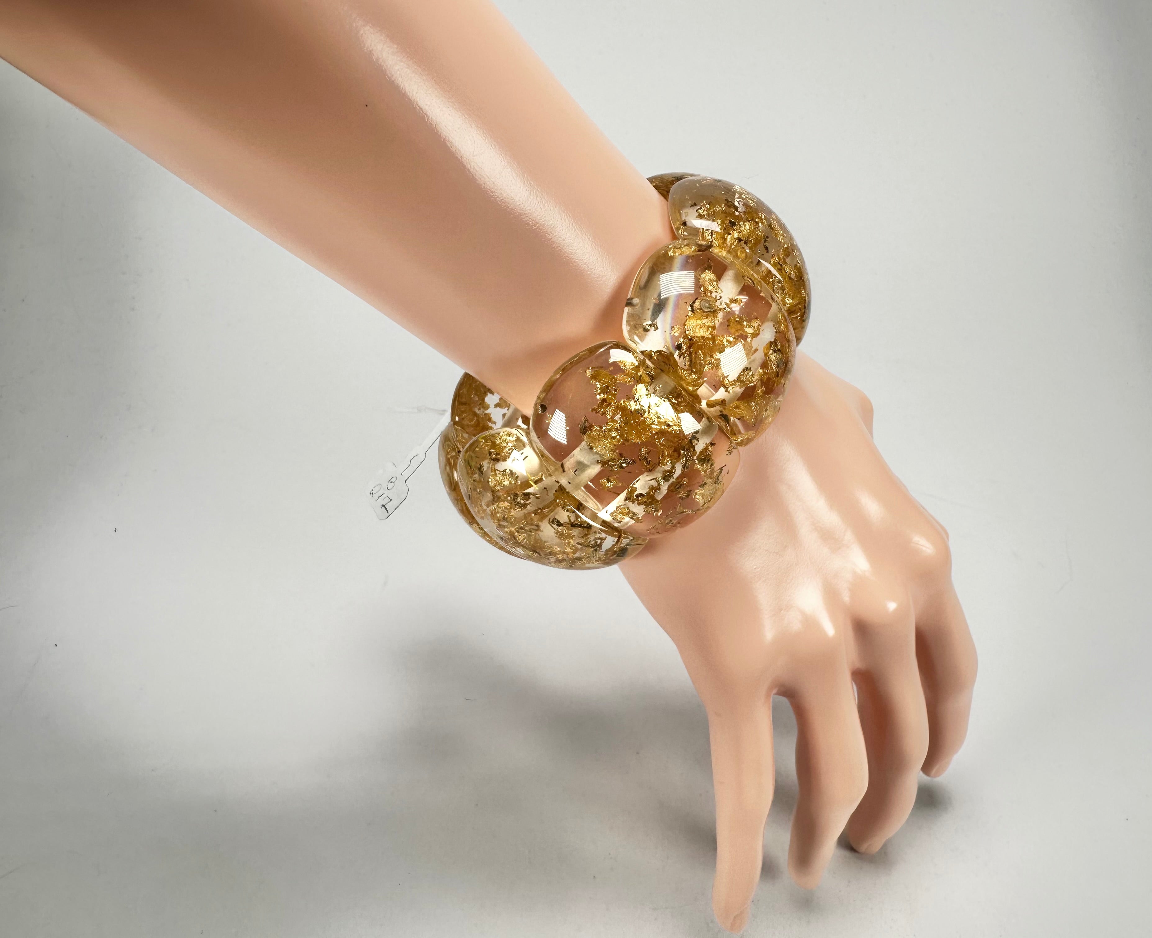Jackie Brazil "Maria" Gold Flakes Elasticated Bracelet ( B0217 )