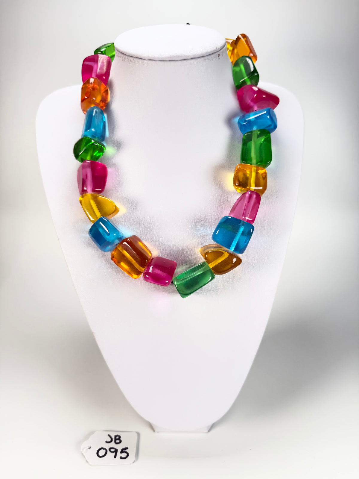 Jackie Brazil "Natural" Transparent Carnaval Mix Large Stones 55cm Resin Necklace ( N0378 )