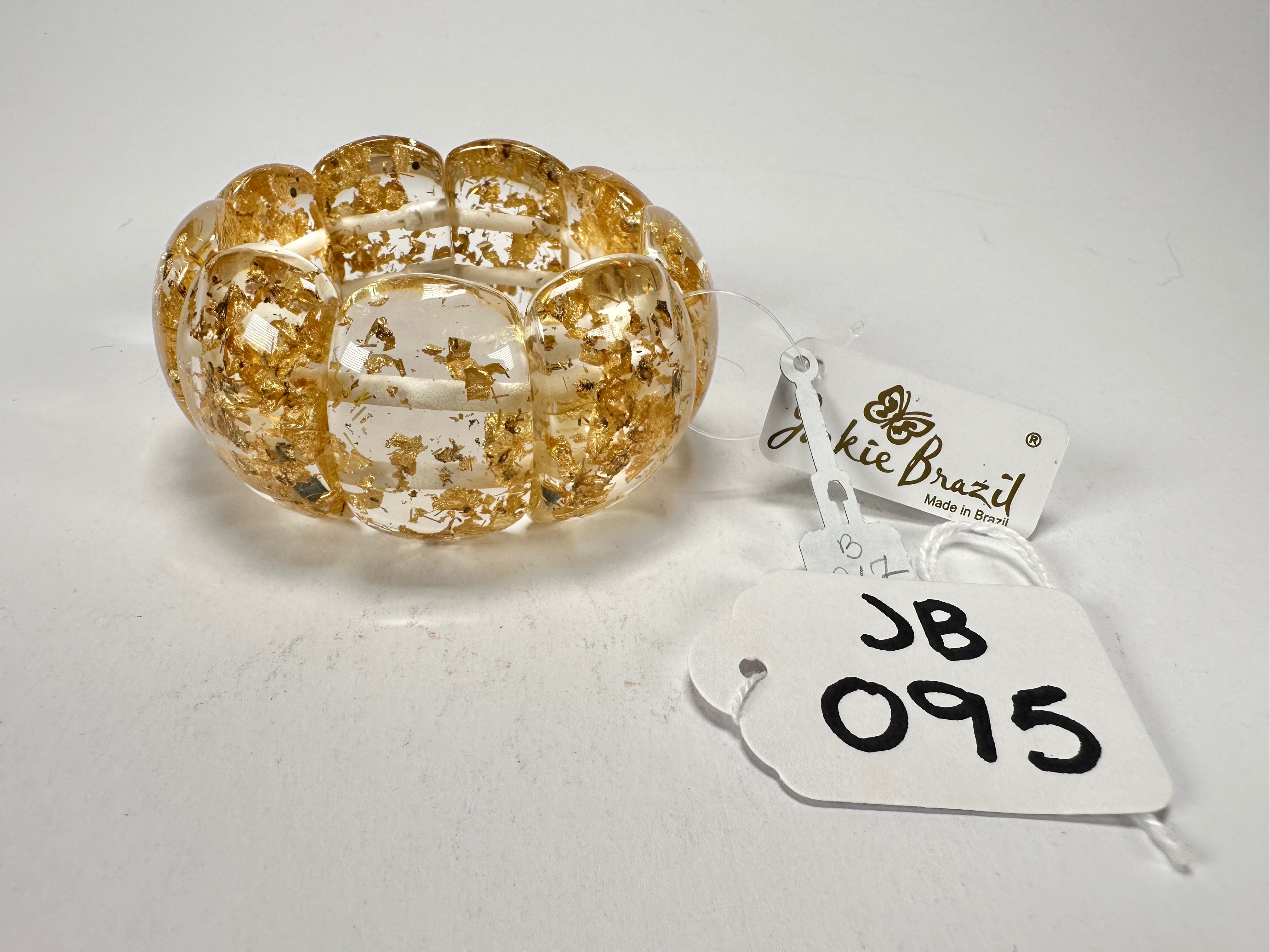Jackie Brazil "Maria" Gold Flakes Elasticated Bracelet ( B0217 )