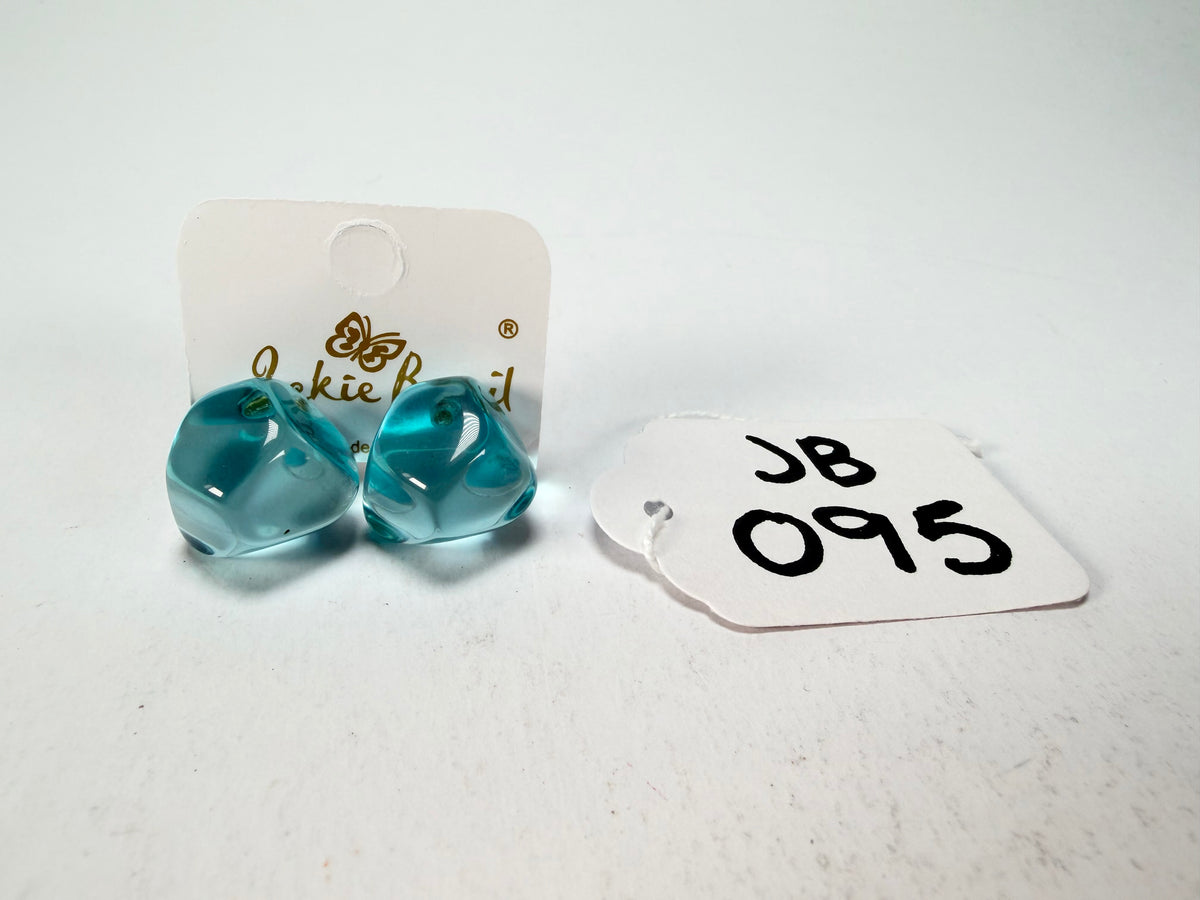 Jackie Brazil "Camille" Light Blue Transparent Abstract Resin Earrings ( E1053 )